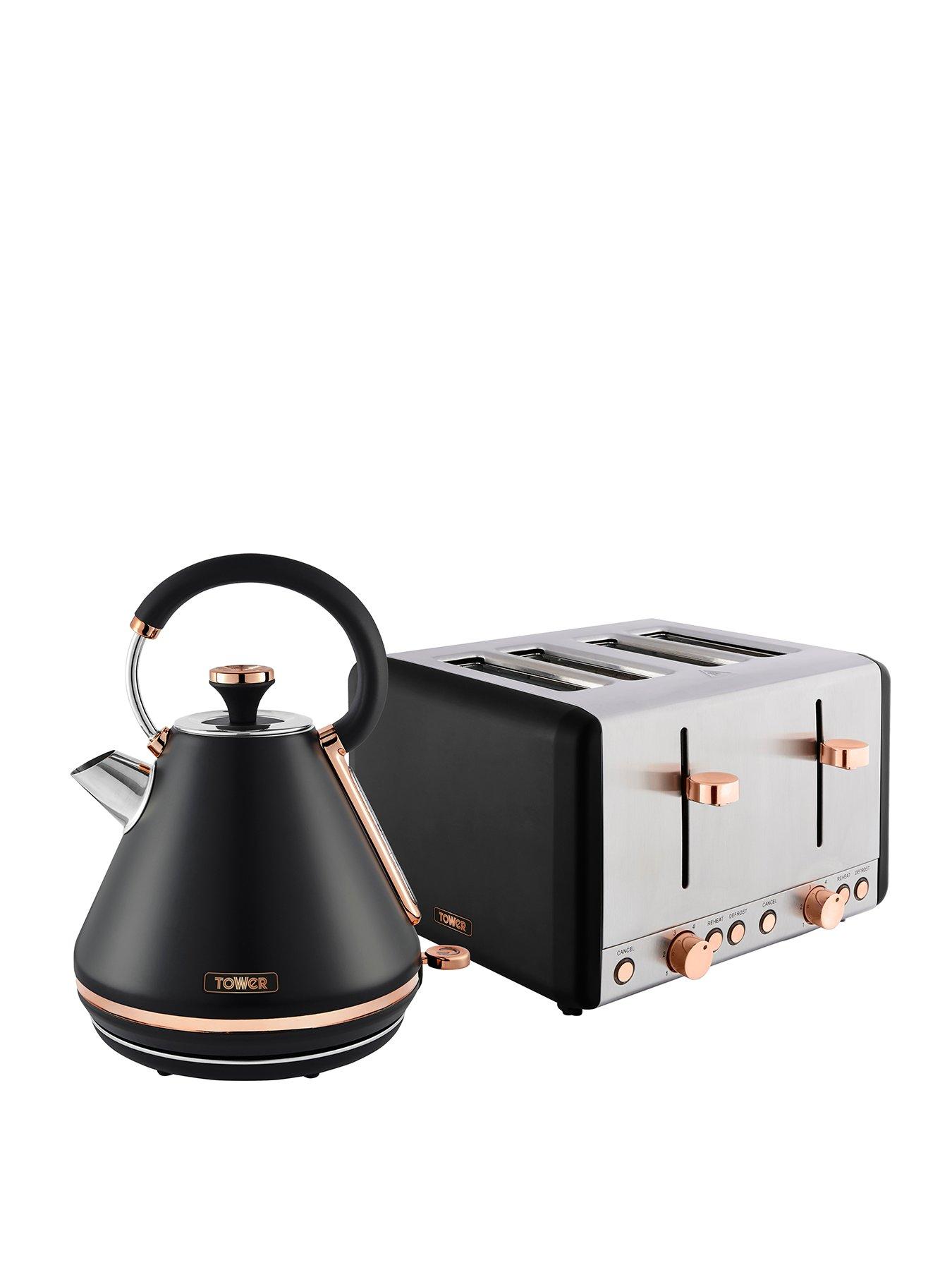 Image of Tower EEJB226 Cavaletto Kettle and 4 Slice Toaster Set - Black