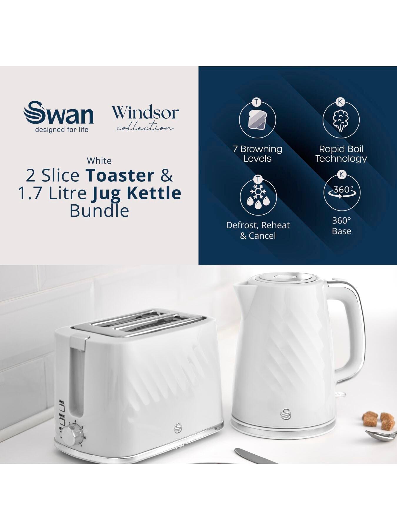 Image 2 of 6 of Swan EEJB258 Windsor 2 Slice Toaster and Kettle Set - White