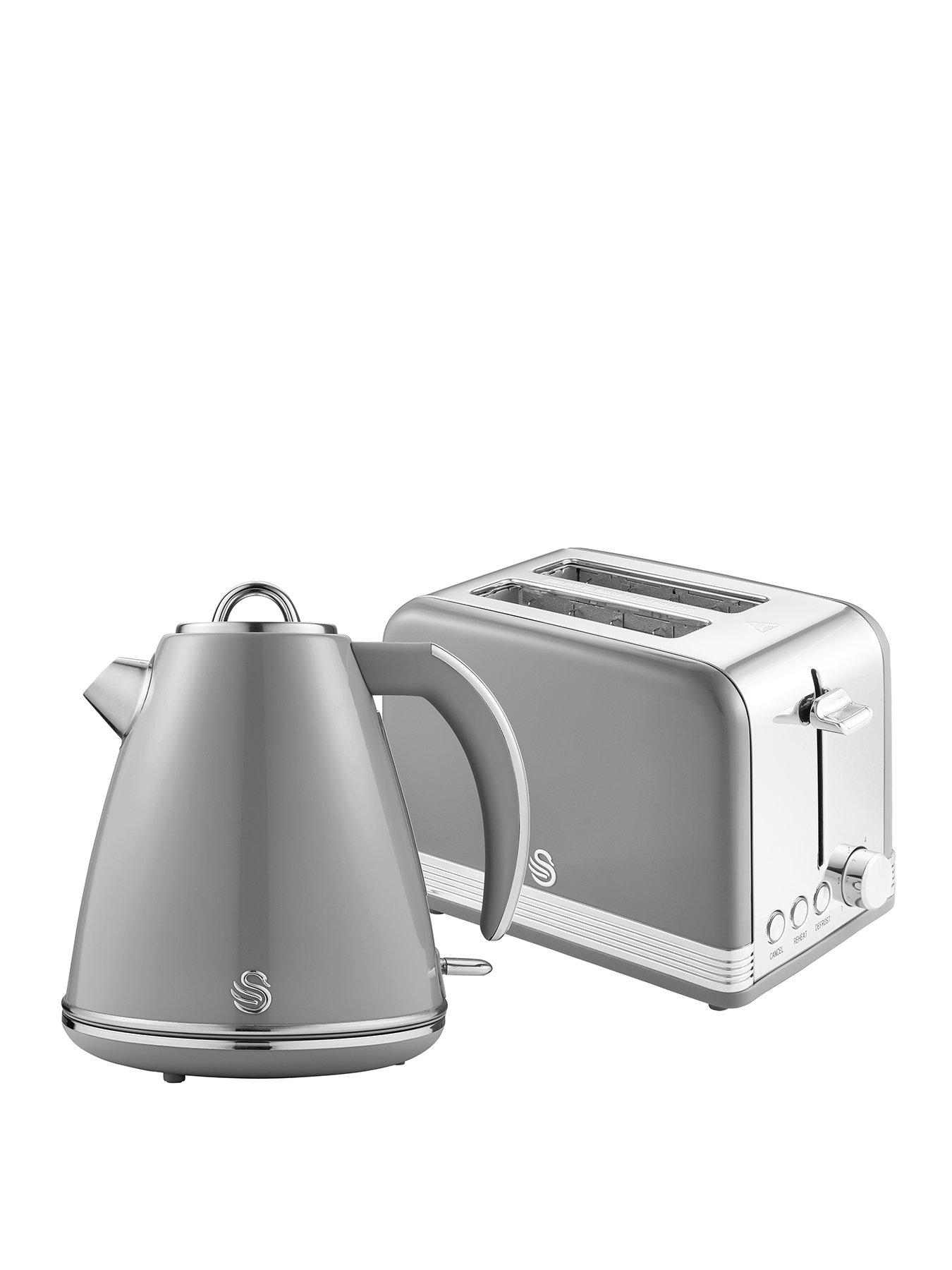 Image of Swan EEJB294 Retro Style 2 Slice Toaster and Jug Kettle Set - Grey