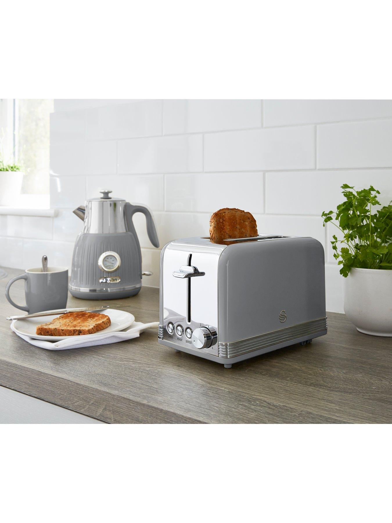 Swan EEJB294 Retro Style Slice Toaster and Jug Kettle Set Grey