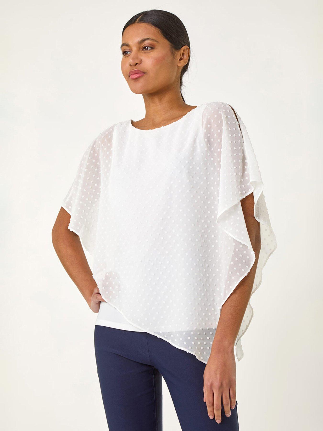 undefined Asymmetric Dobby Overlay Top - White