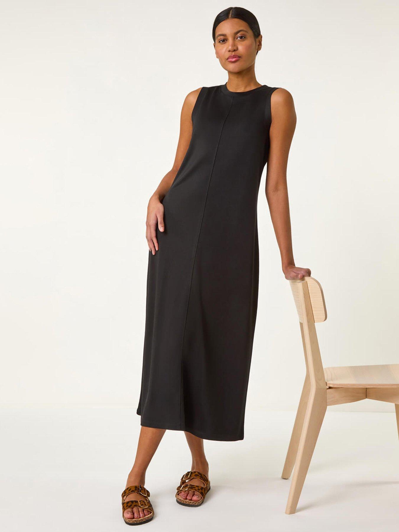 undefined Sandwash Stretch Midi Dress - Black