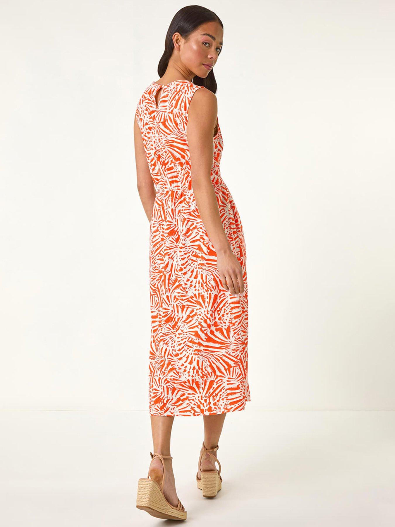 Image 2 of 5 of Roman Petite Linen Mix Midi Dress - Pink