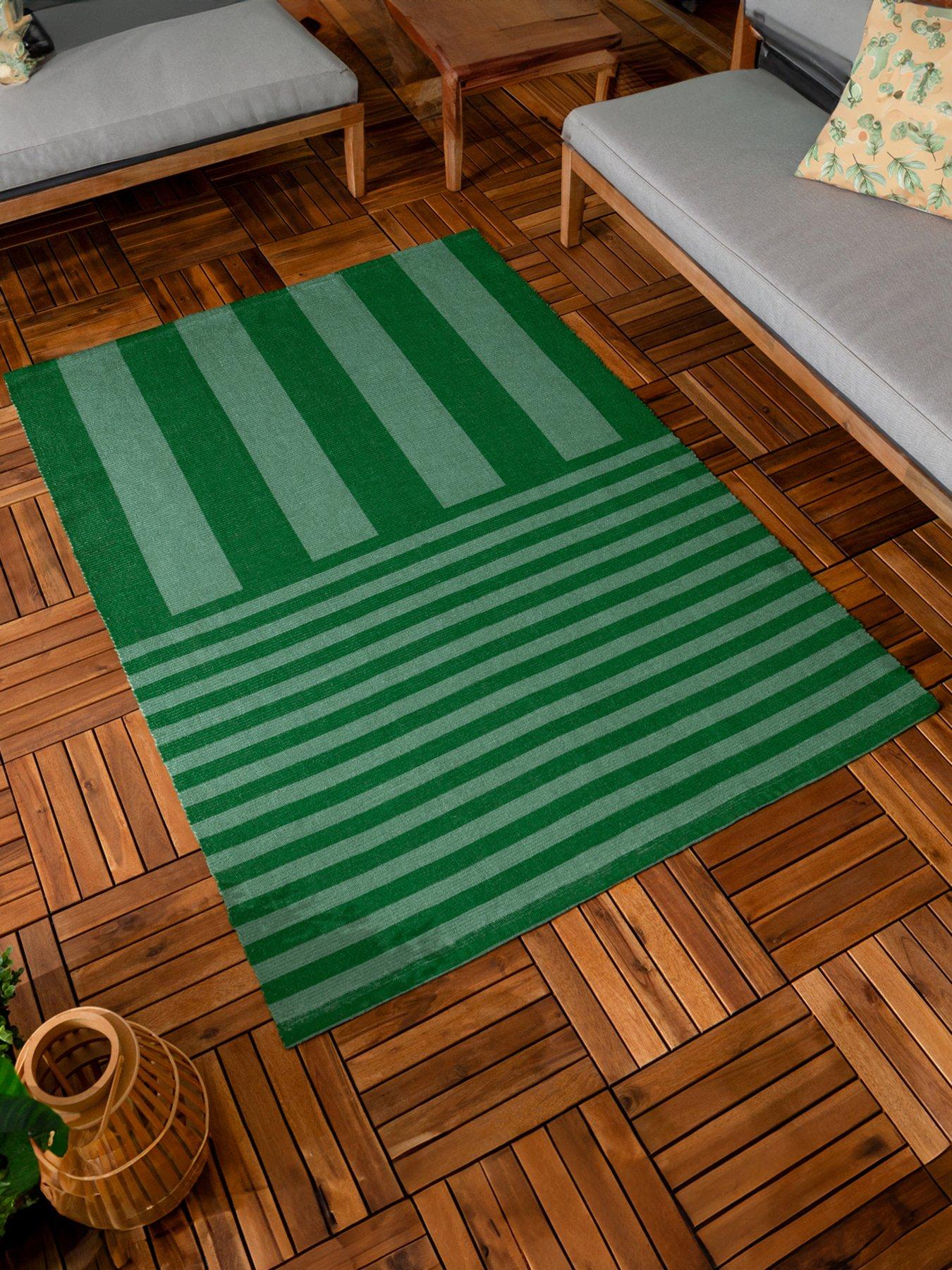 Furn Deck Green Stripe Outdoor Rug 120x170
