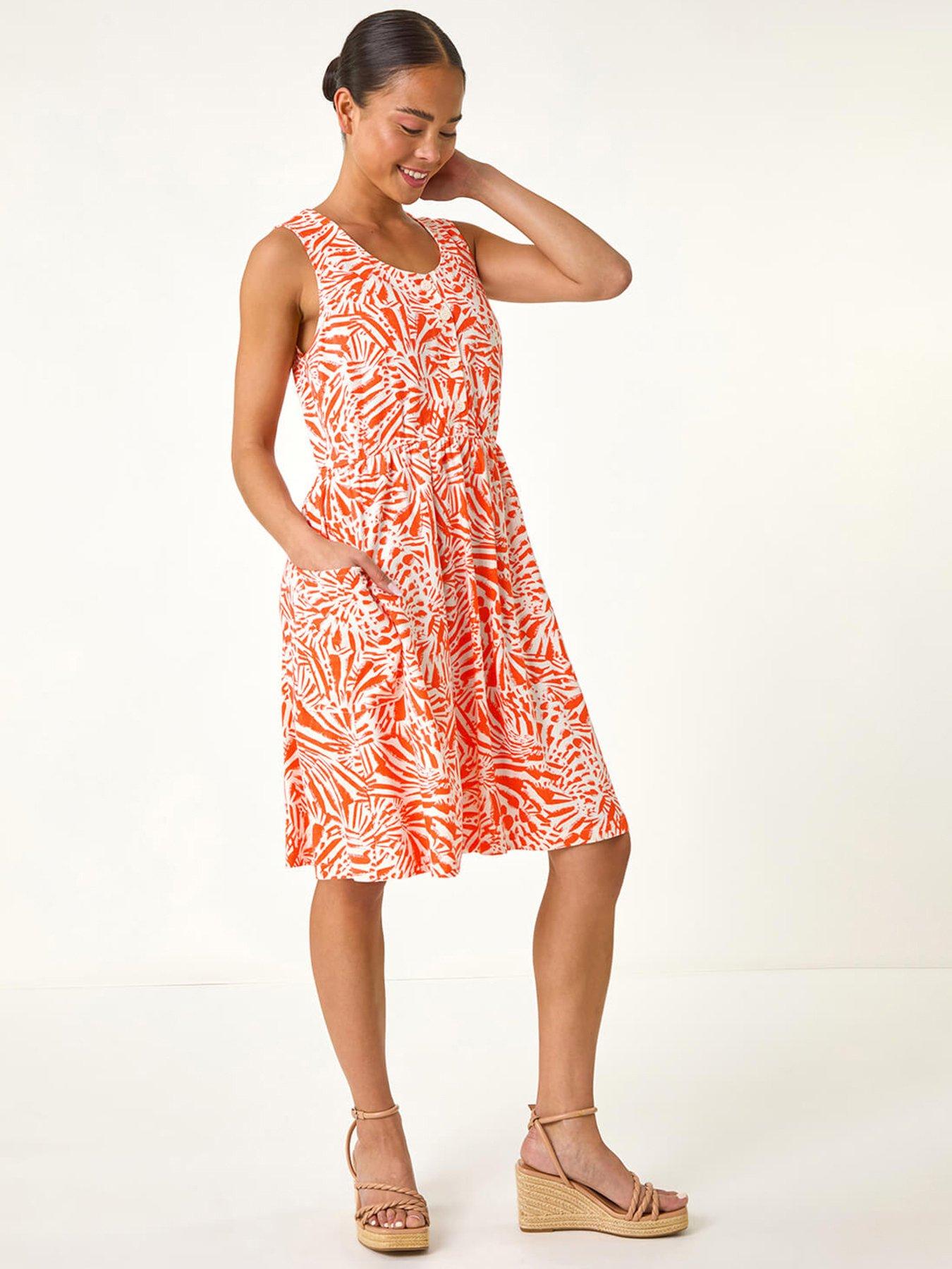 undefined Petite Linen Mix Pocket Dress - Pink