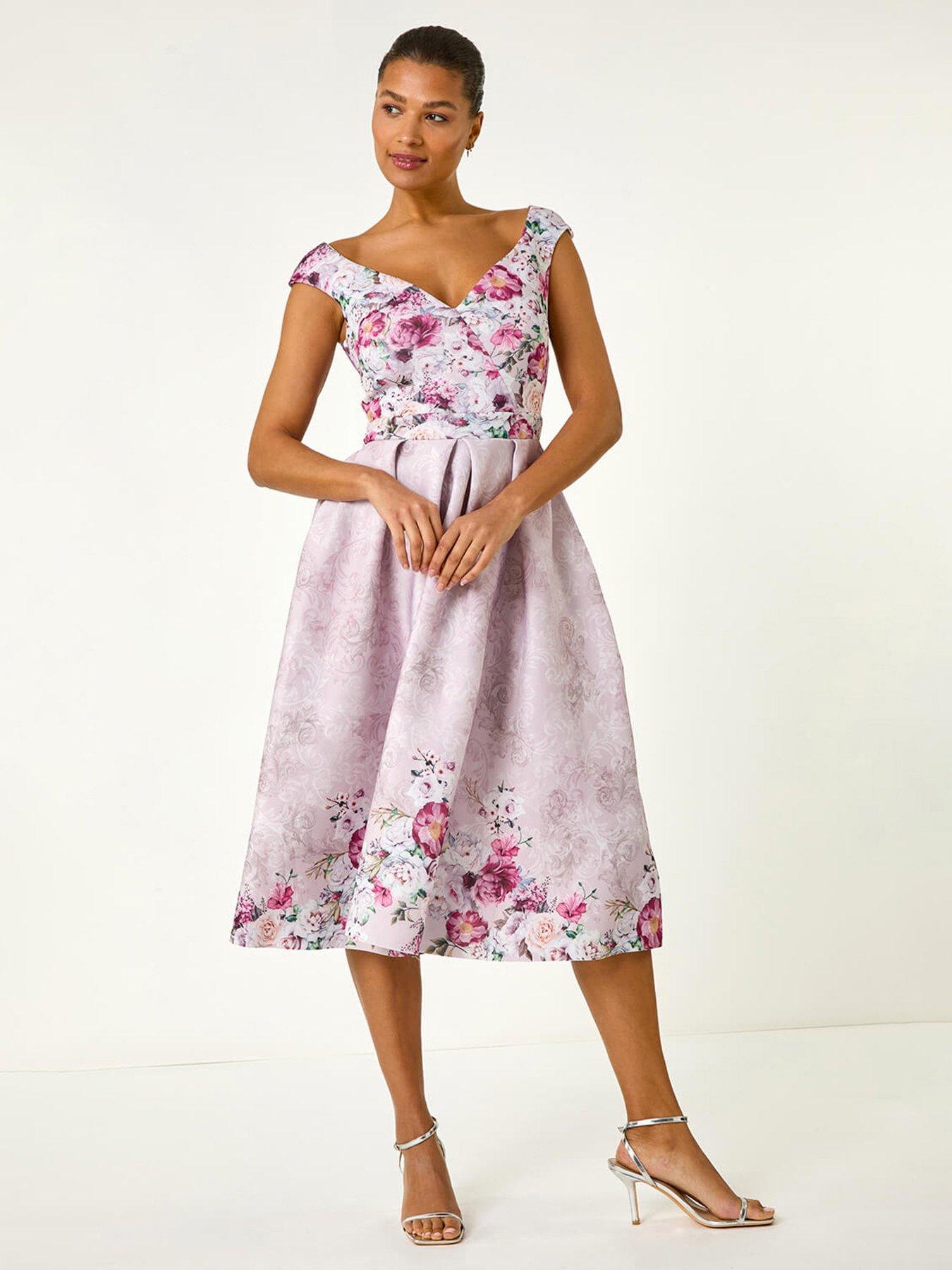 undefined Sweetheart Floral Midi Dress - Pink