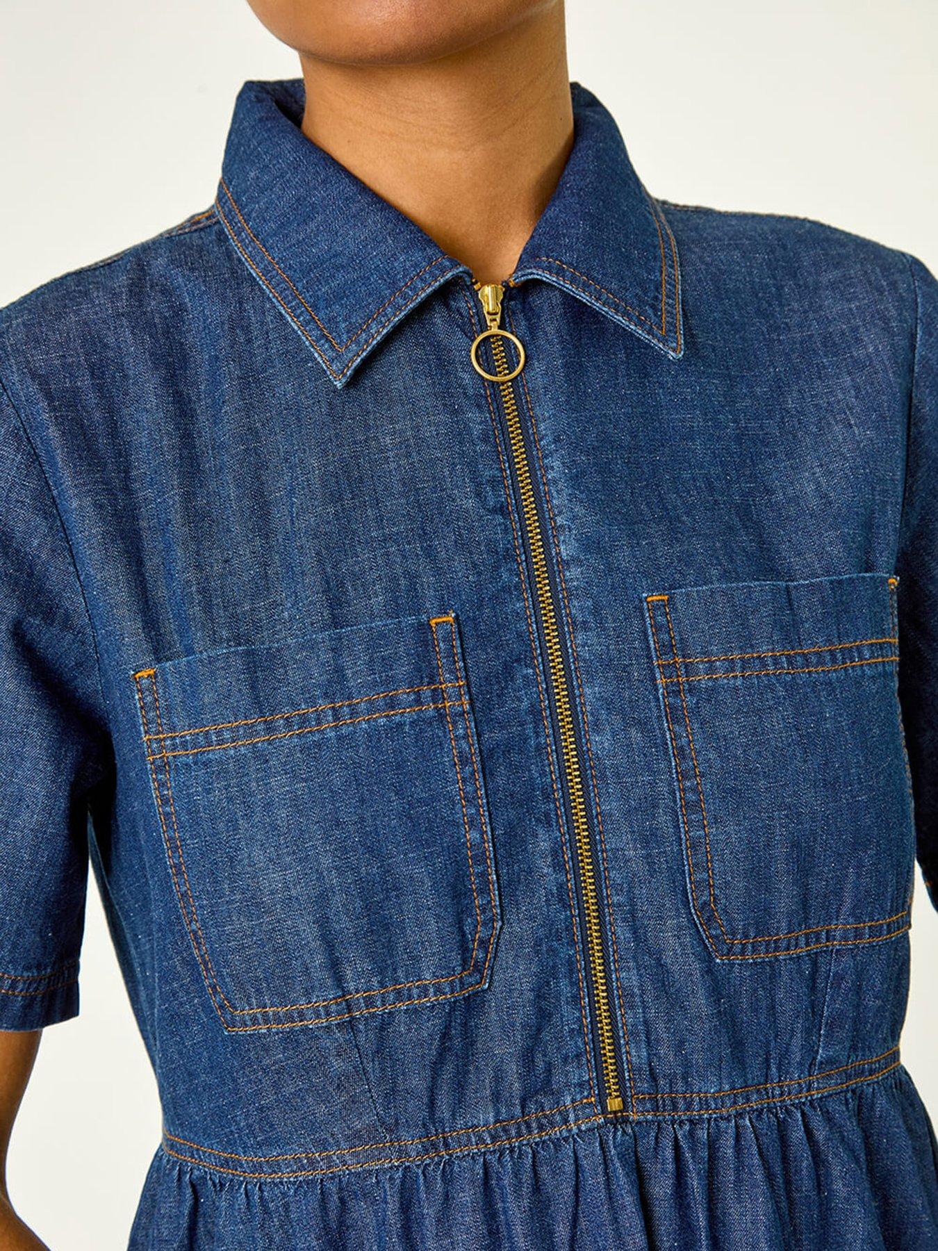 (THML) The Scott Zip Midi Dress-Denim Blue