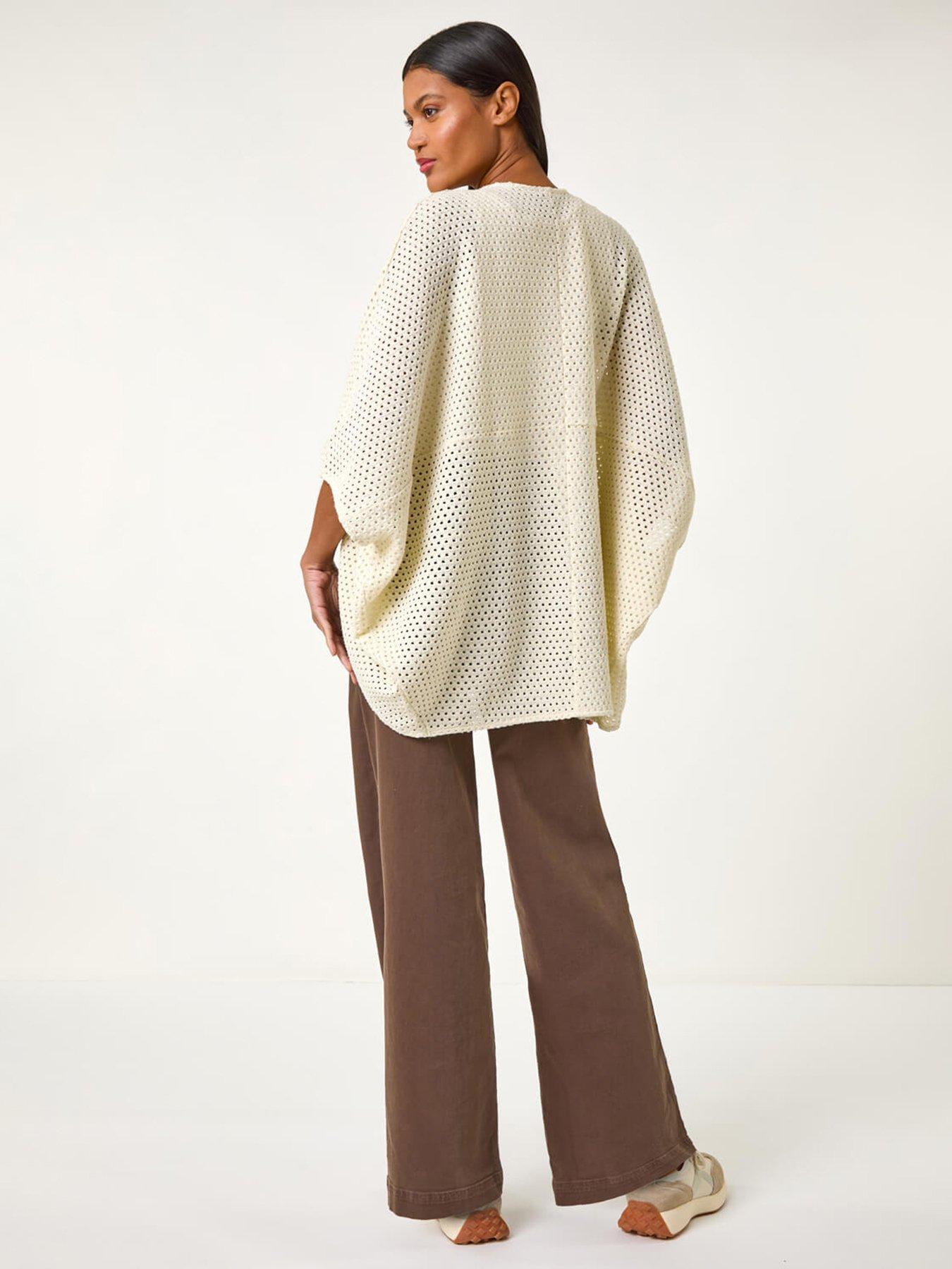 Image 2 of 5 of Roman Crochet Tunic Cardigan - White