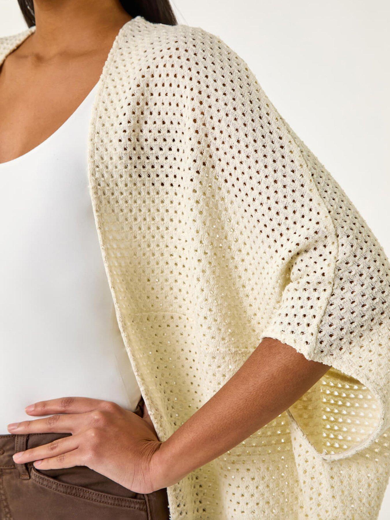 Image 4 of 5 of Roman Crochet Tunic Cardigan - White