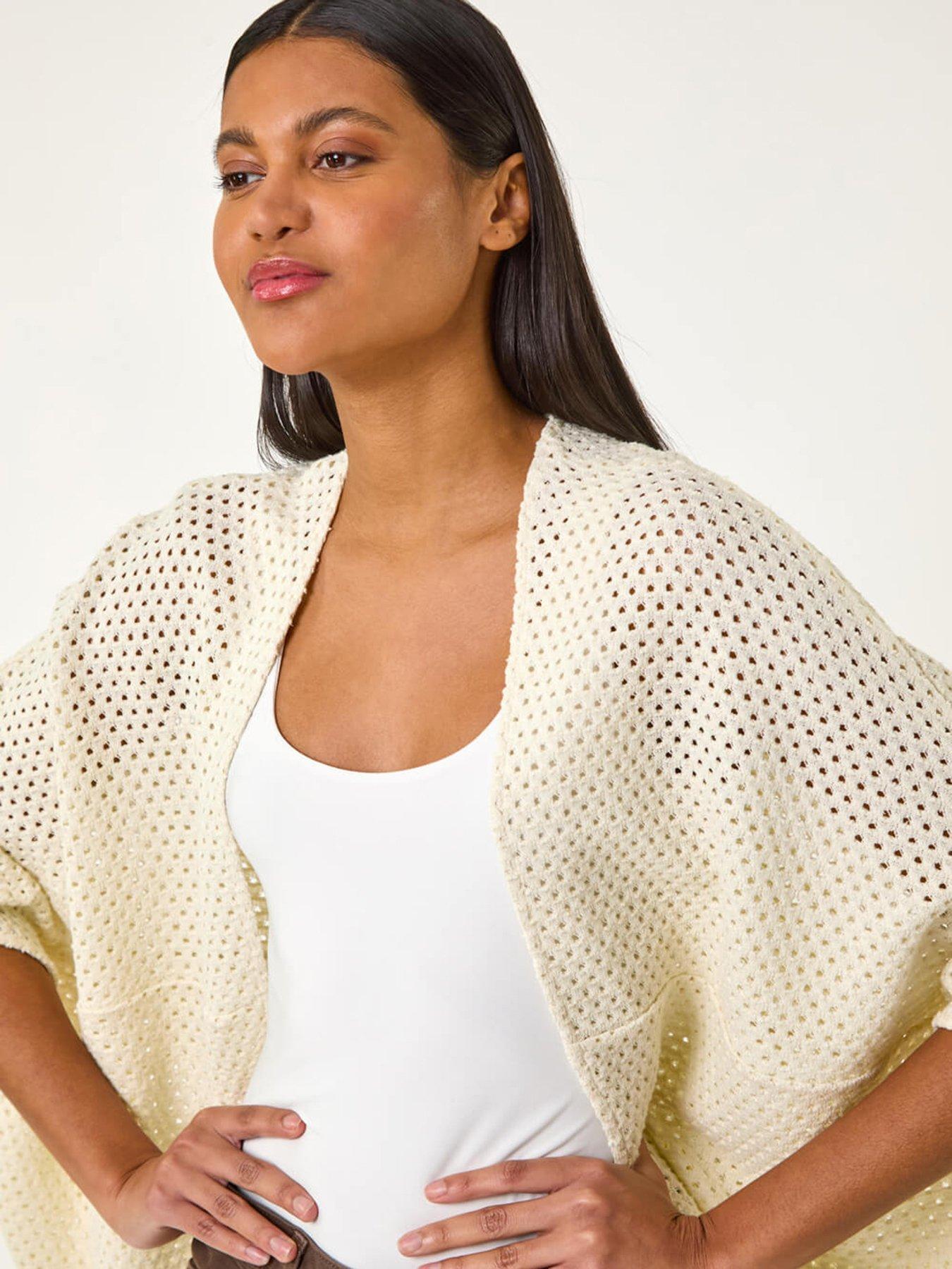 Image 5 of 5 of Roman Crochet Tunic Cardigan - White