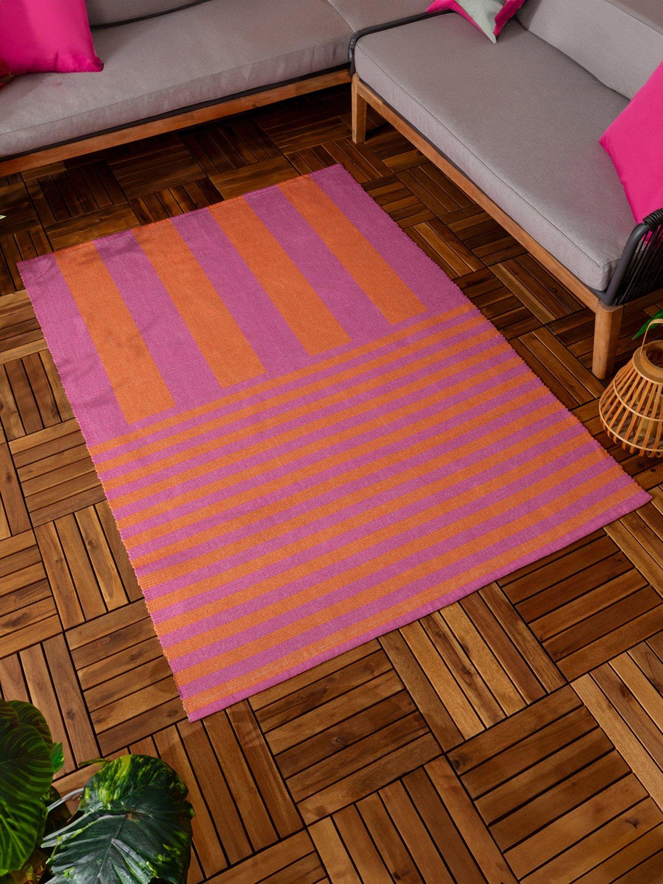 Furn Deck Orange/pink Stripe Outdoor Rug 120x170
