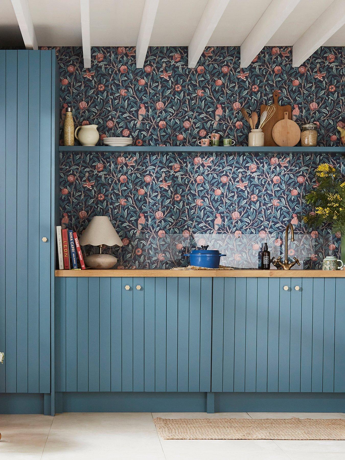 undefined William Morris Bird & Pomegranate Navy Blue Wallpaper