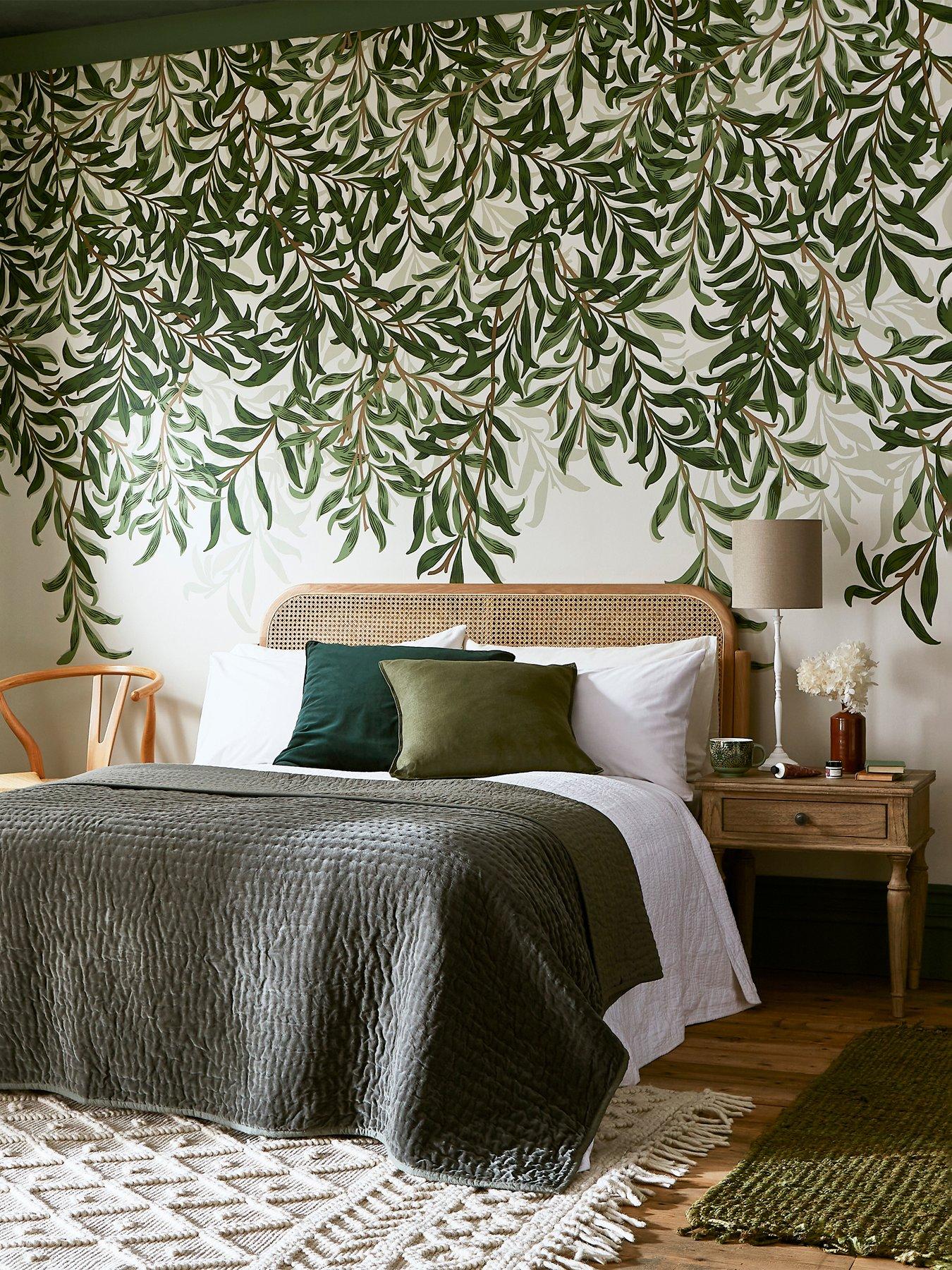 undefined William Morris Willow Bough Greens Fixed Size Mural Wallpaper