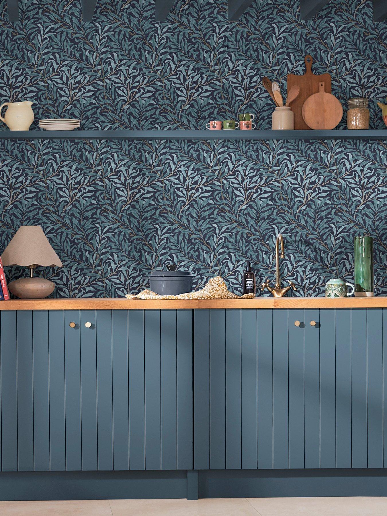 undefined William Morris Willow Bough Deep Blues Wallpaper