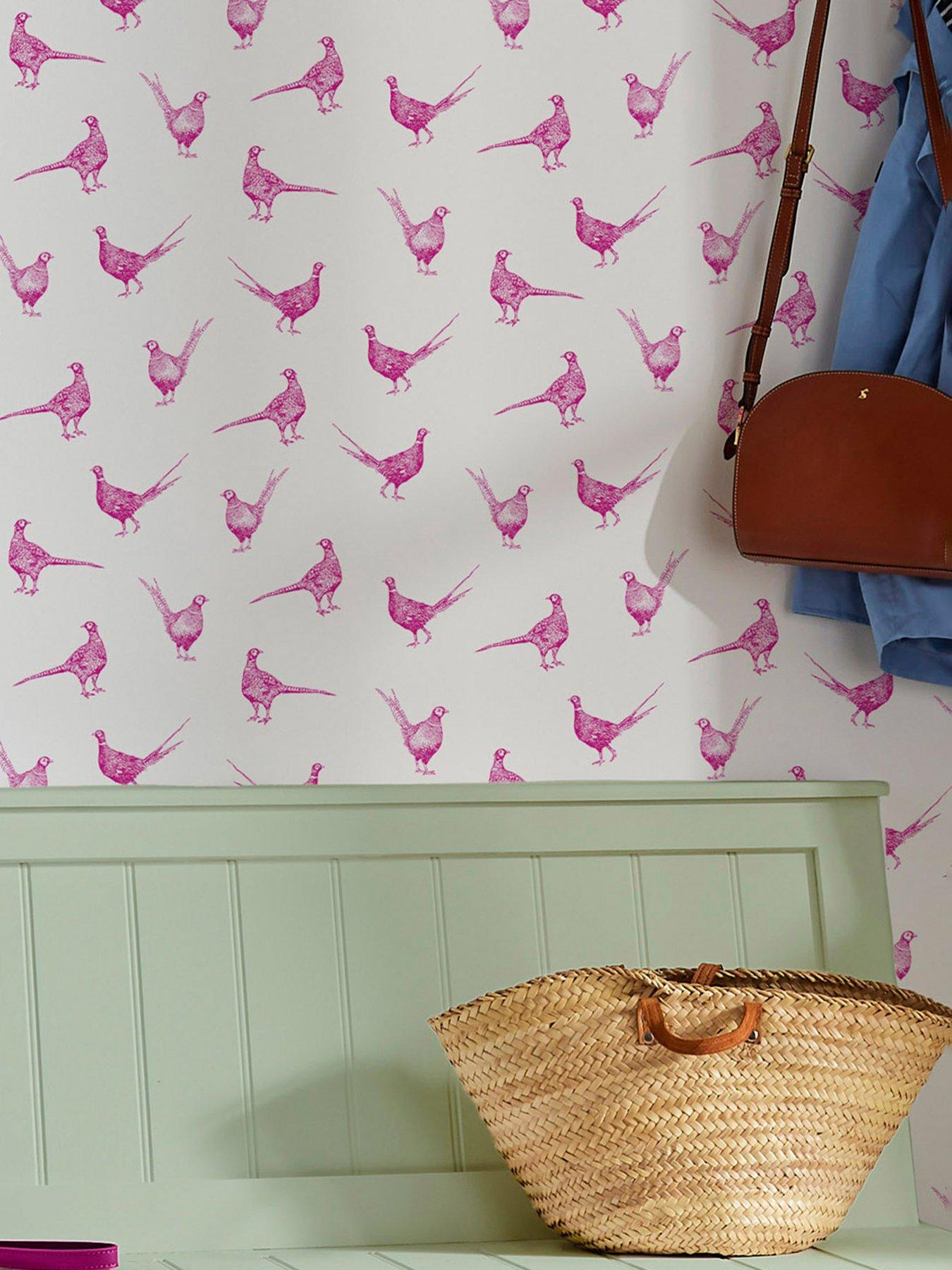 Joules Flirty Pheasants Truly Pink Wallpaper