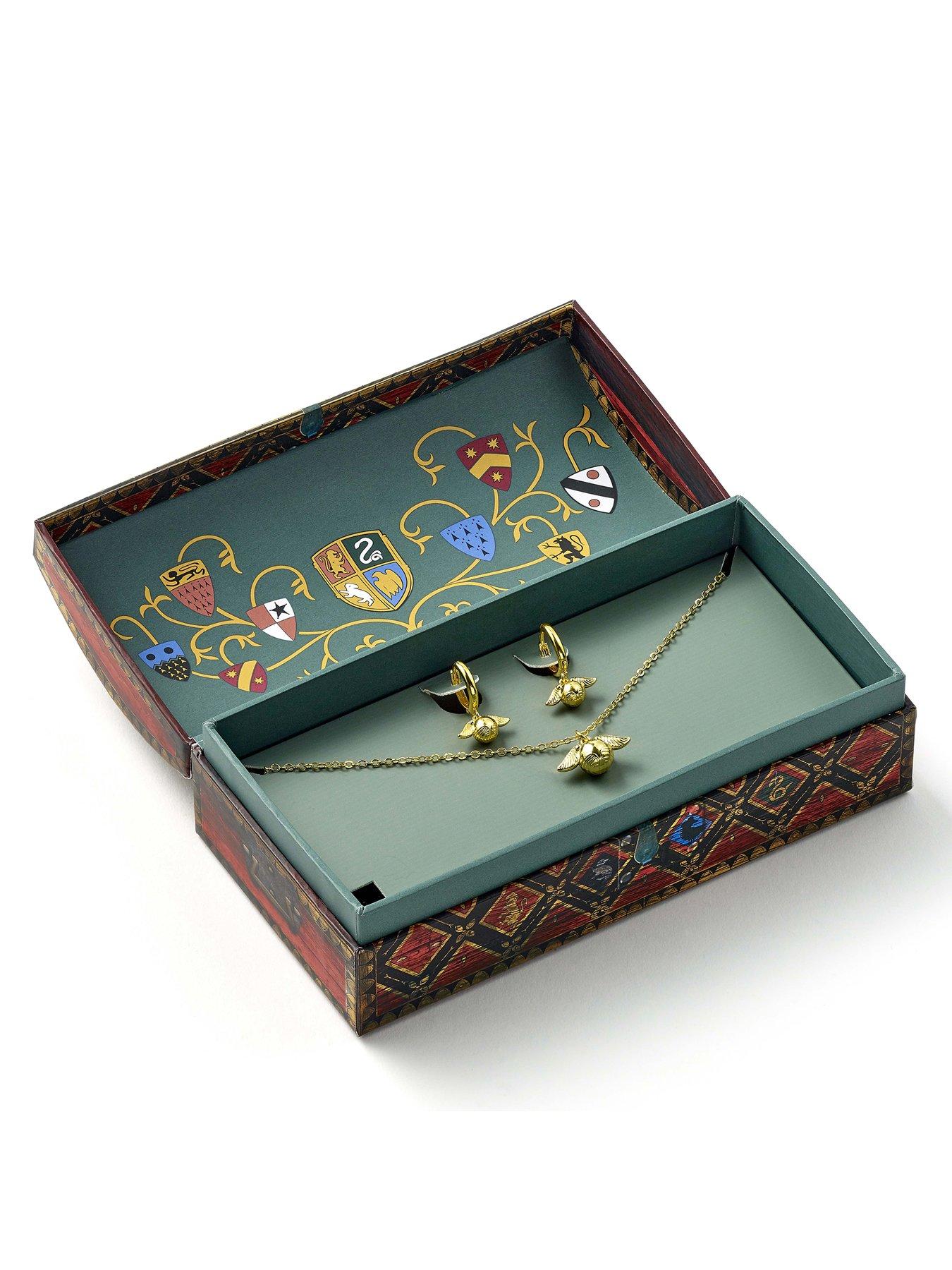 Image 2 of 4 of Harry Potter Quidditch Gift Box with cute Golden Snitch Necklace &amp; Earrings