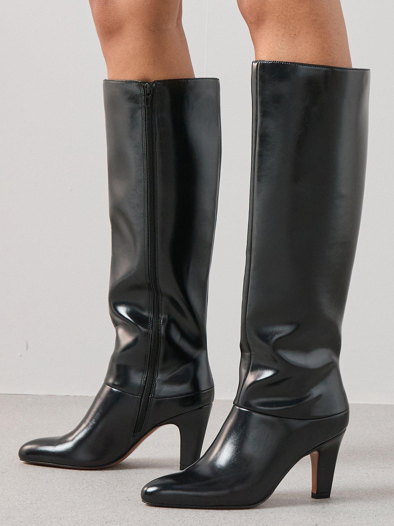 The Very Collection Block Heel Straight Leg Knee Boots Black Very