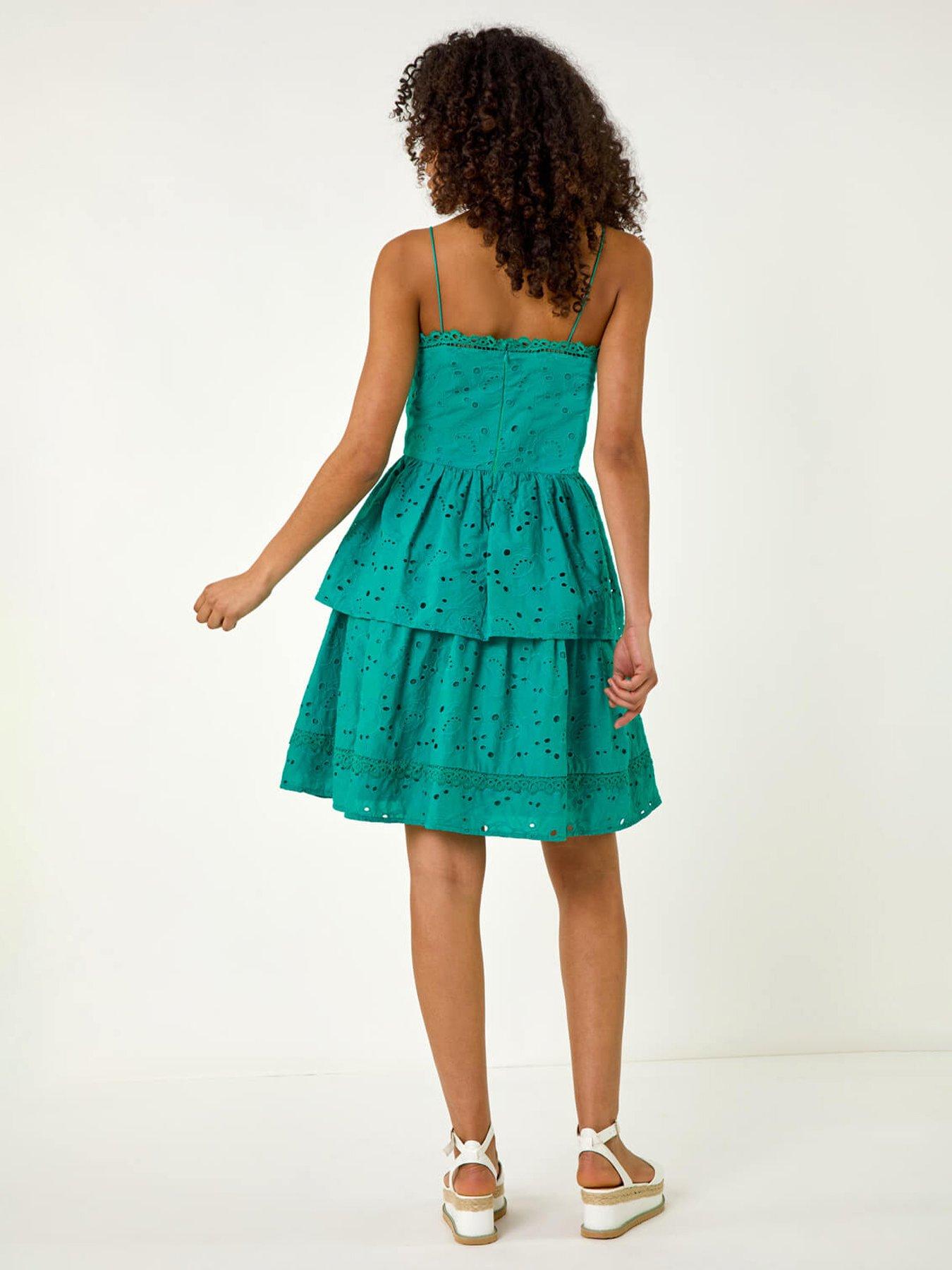 Image 2 of 5 of Roman Dusk Tiered Broderie Dress - Blue