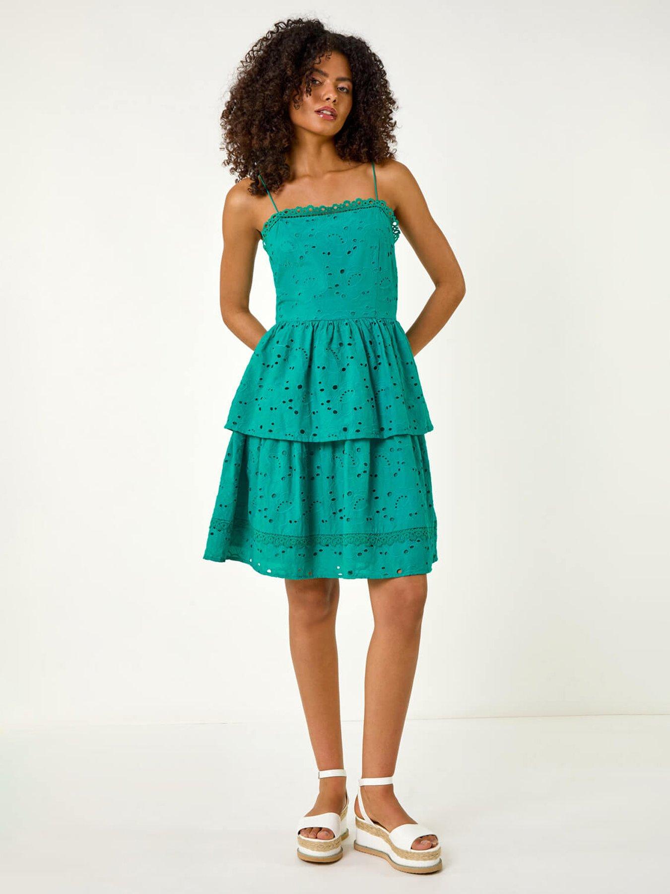 Image 3 of 5 of Roman Dusk Tiered Broderie Dress - Blue