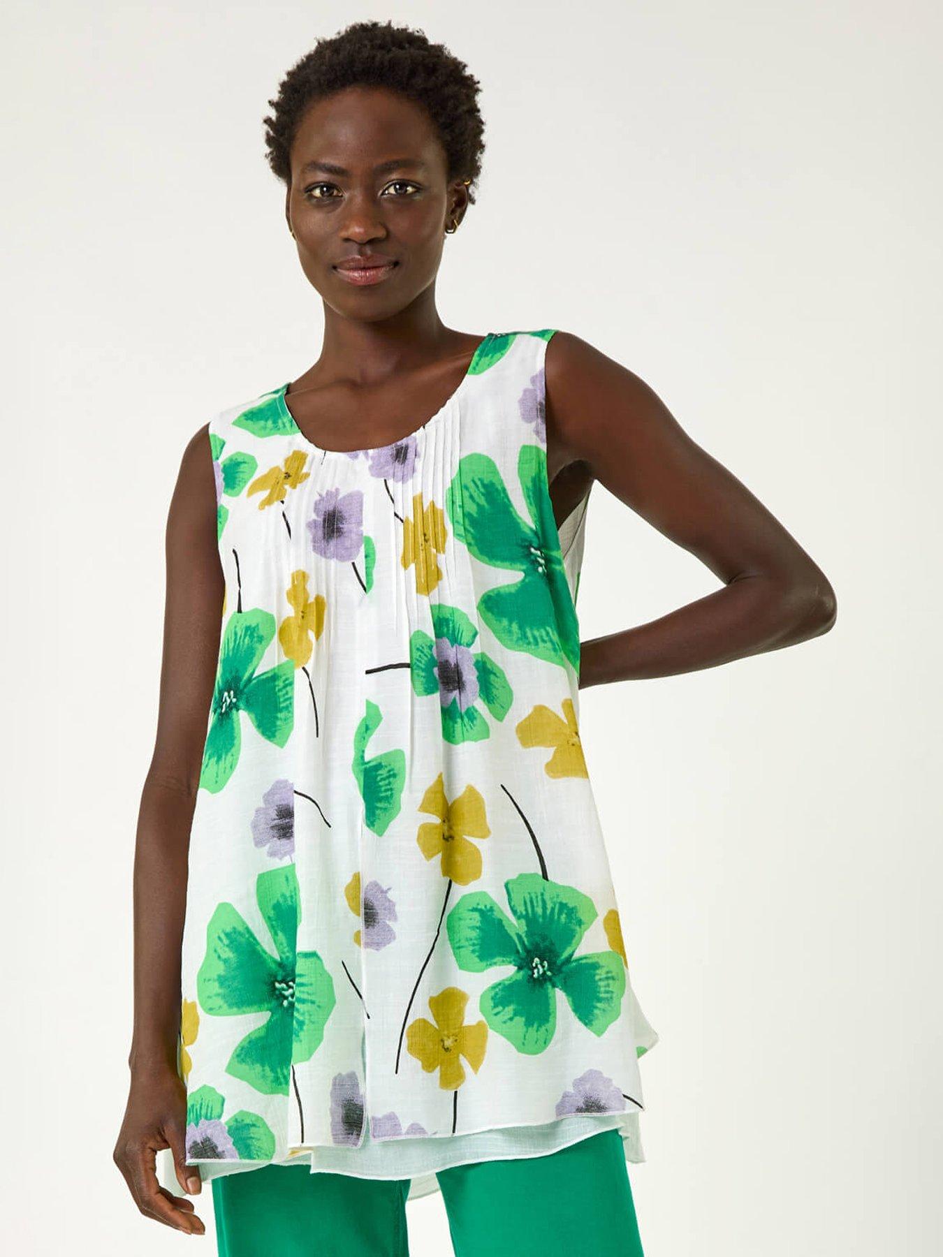 undefined Abstract Print Overlay Top -  Green
