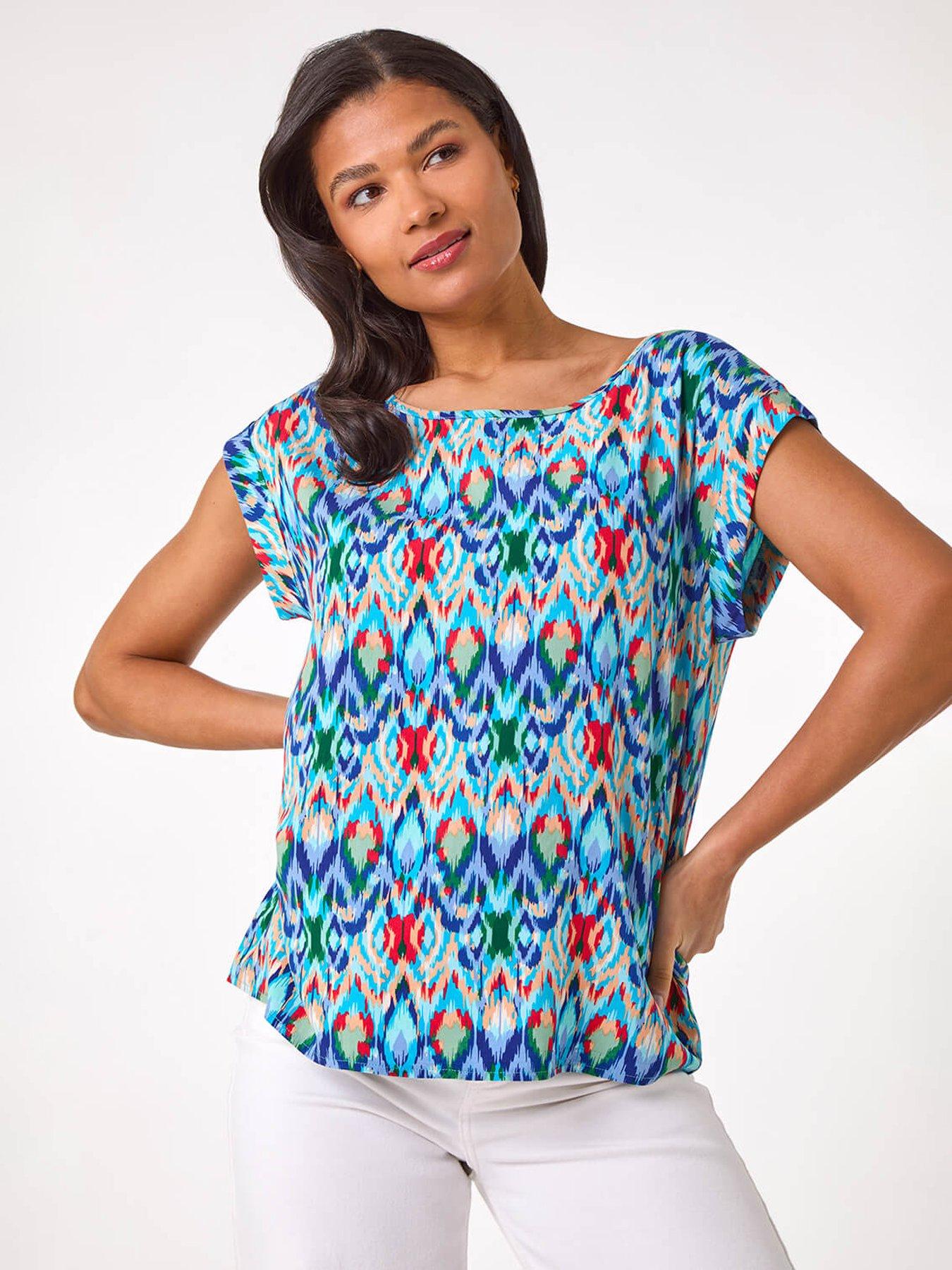 undefined Abstract Print Shell Top -  Blue