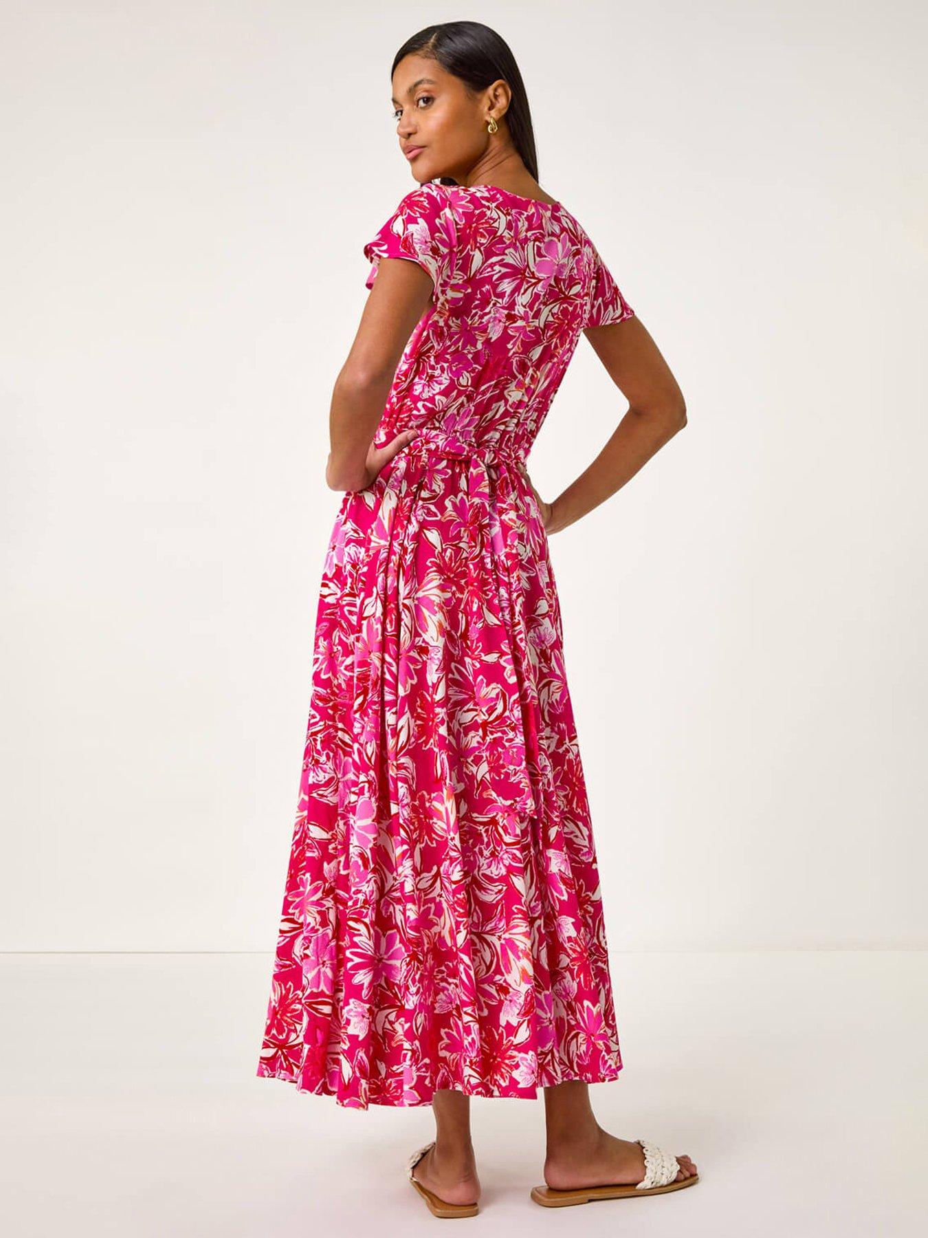 Roman Floral Ruched Waist Maxi Dress - Pink | Very