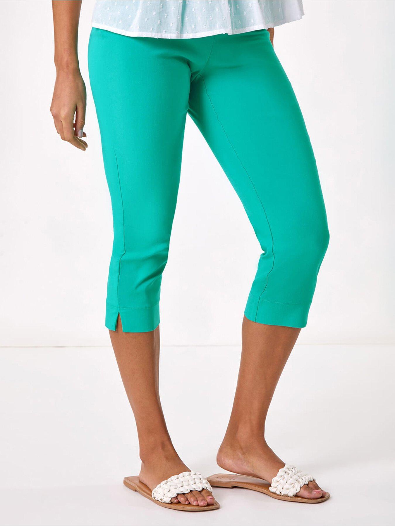 undefined Cropped Stretch Trousers - Aqua