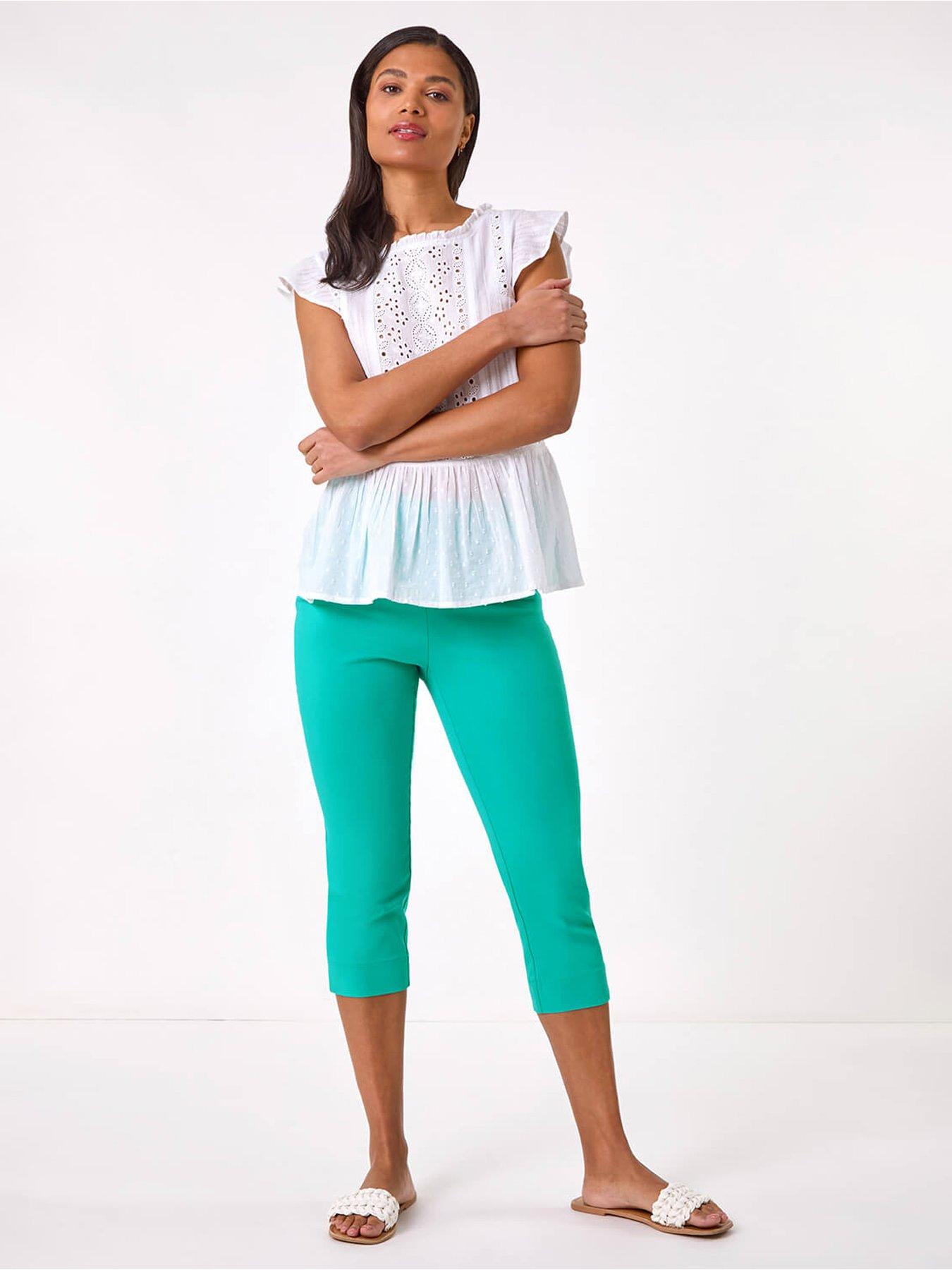 Image 3 of 5 of Roman Cropped Stretch Trousers - Aqua