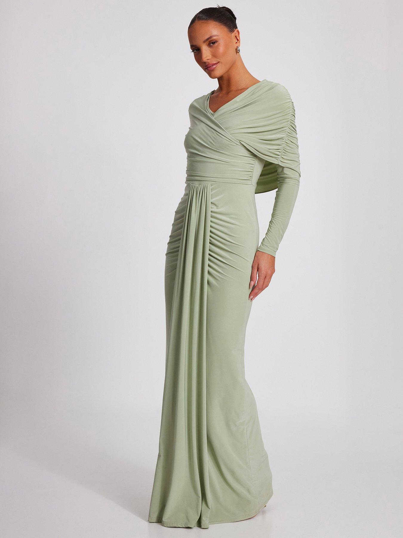 Image 3 of 6 of Quiz Sage Draped Maxi Dress