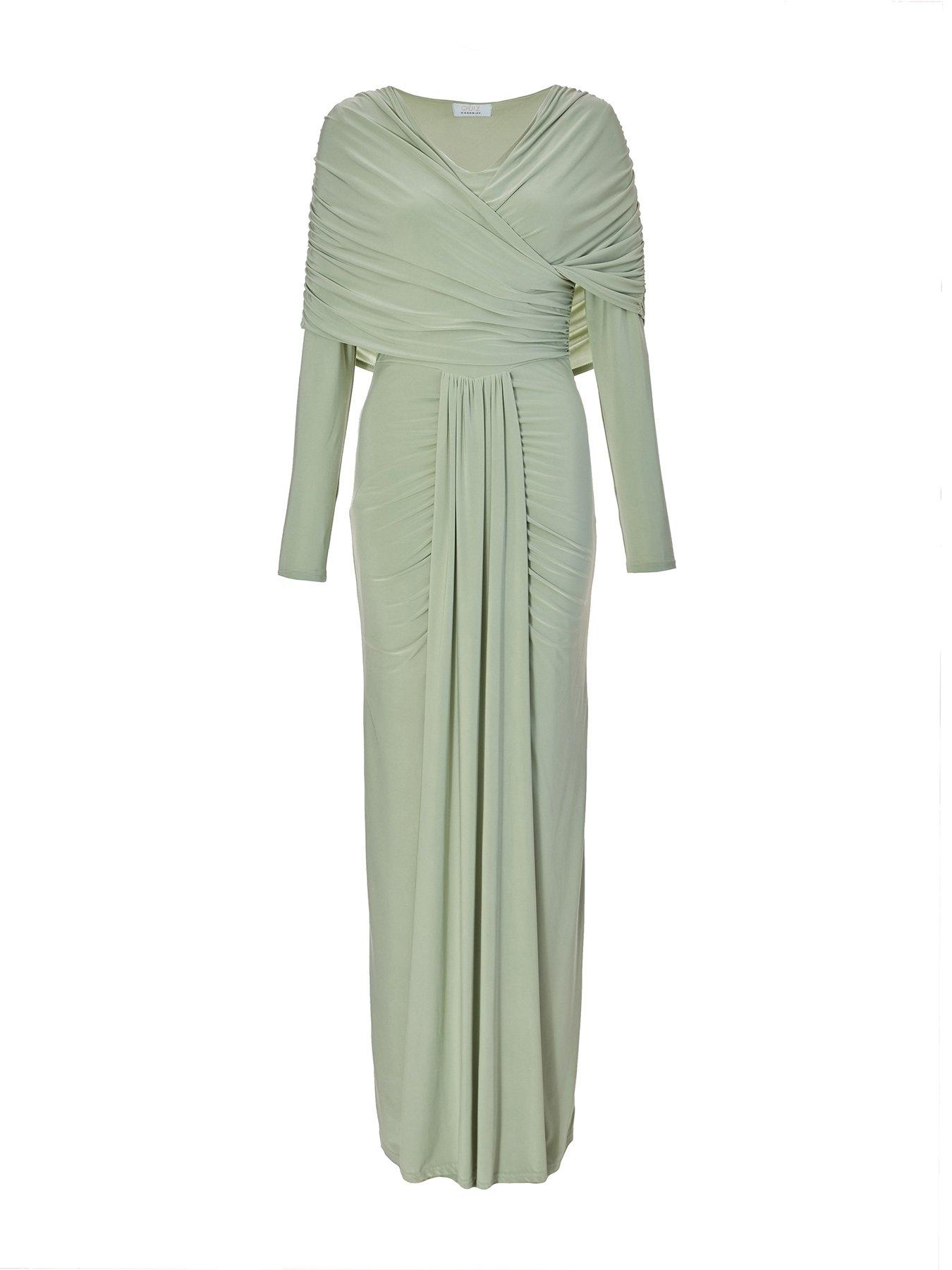 Image 4 of 6 of Quiz Sage Draped Maxi Dress