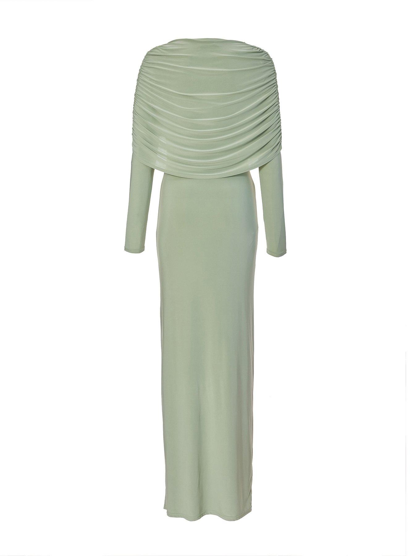 Image 5 of 6 of Quiz Sage Draped Maxi Dress