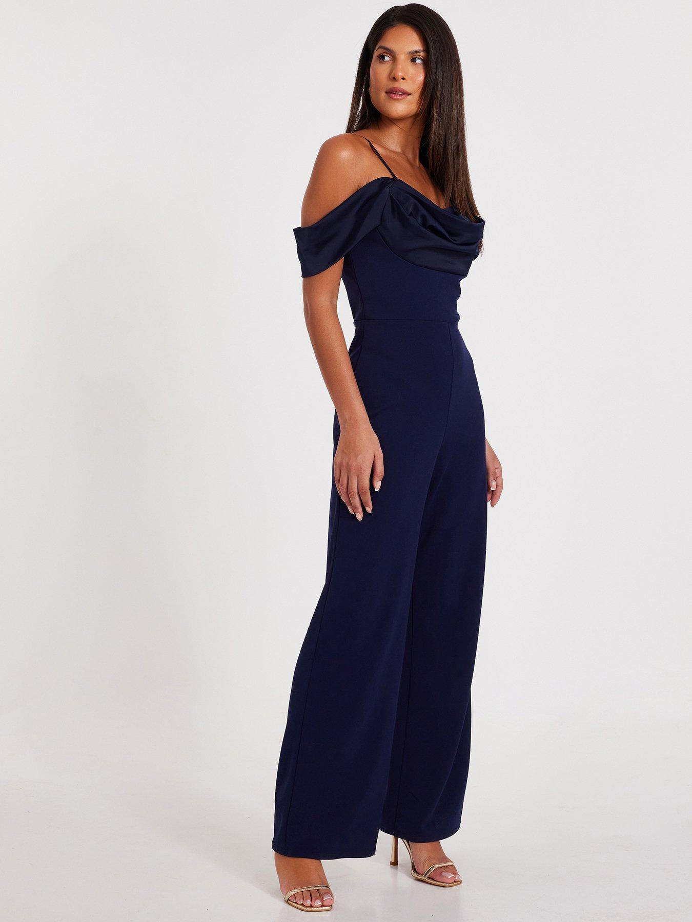 10126 Purple Cold Shoulder Chiffon Jumpsuit main image 1