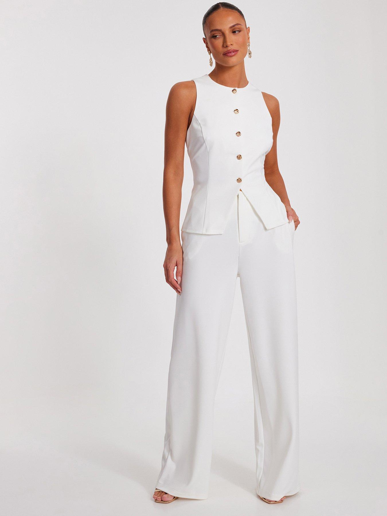 undefined Cream Button Front Waistcoat