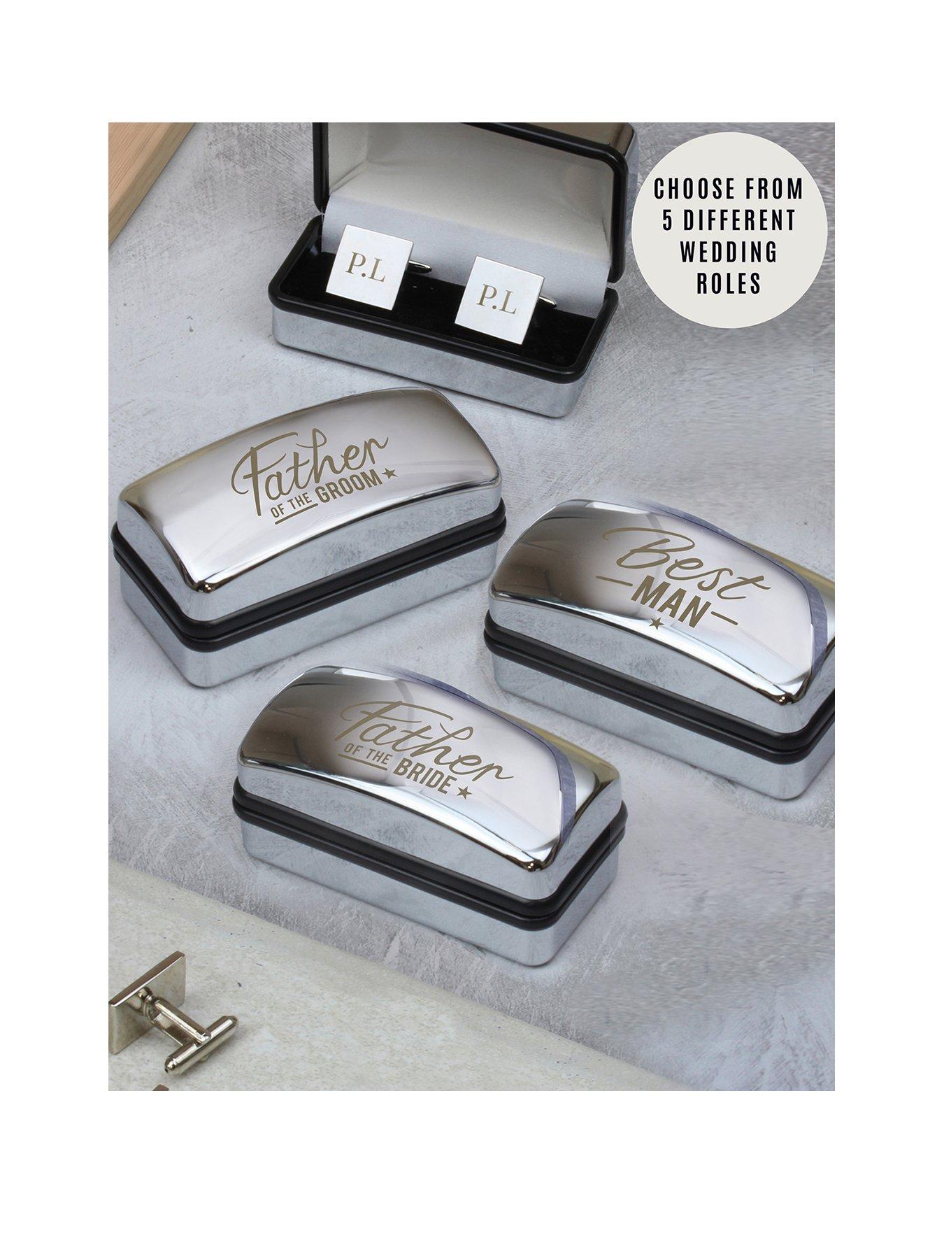 Image 1 of 2 of The Personalised Memento Company Personalised Stainless Steel Wedding Cufflinks and Box Set