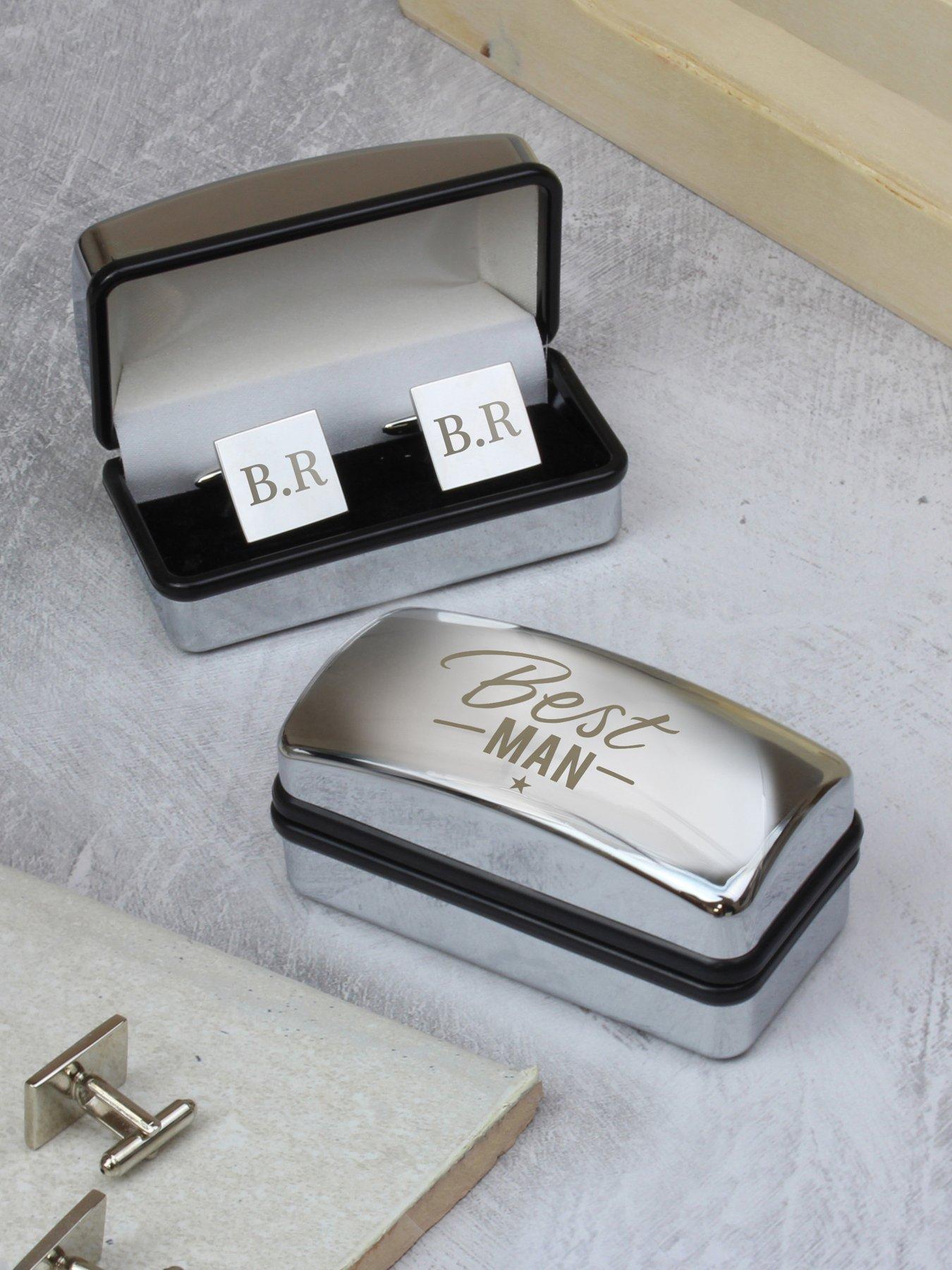Image 2 of 2 of The Personalised Memento Company Personalised Stainless Steel Wedding Cufflinks and Box Set
