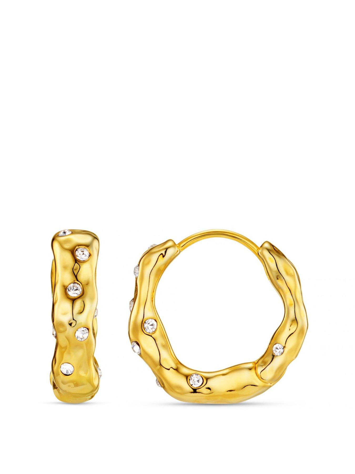 Orelia Molten & Swarovski Crystal Stone Mid Size Hoops