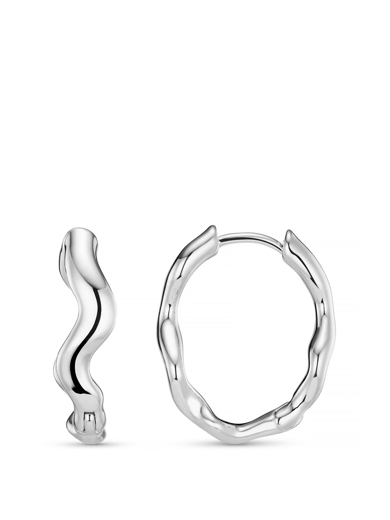 Product photograph of Orelia Wave Oval Hoops from very.co.uk
