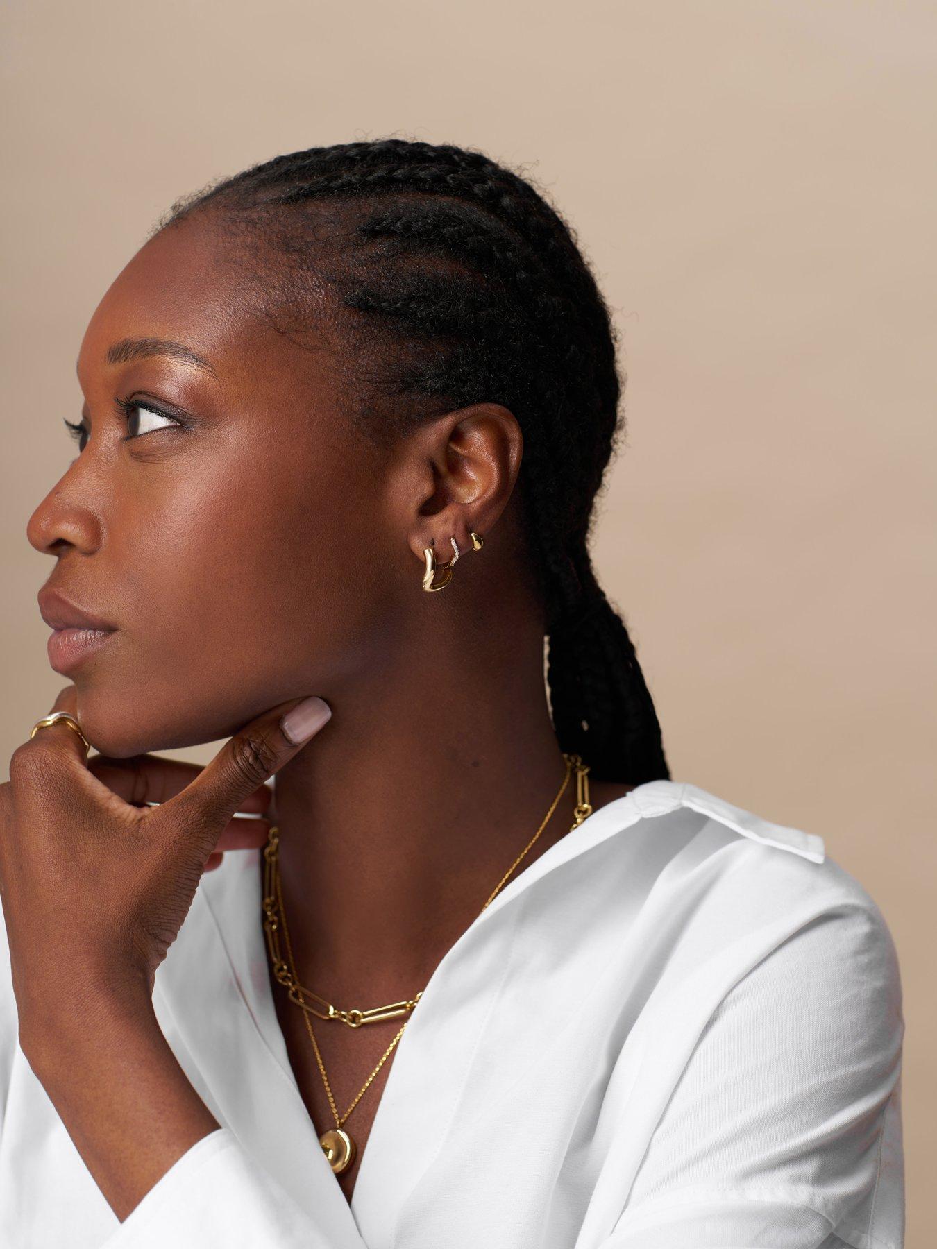 Image 2 of 2 of Orelia Round Wave Chunky Hoop Earring