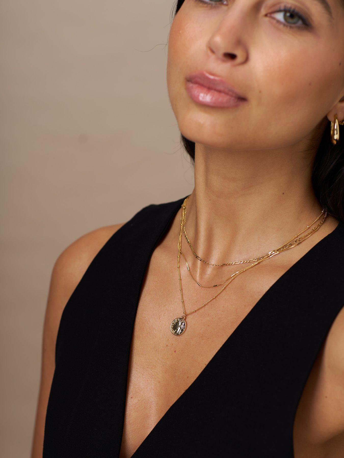 Image 3 of 3 of Orelia Multi Row Coin Necklace