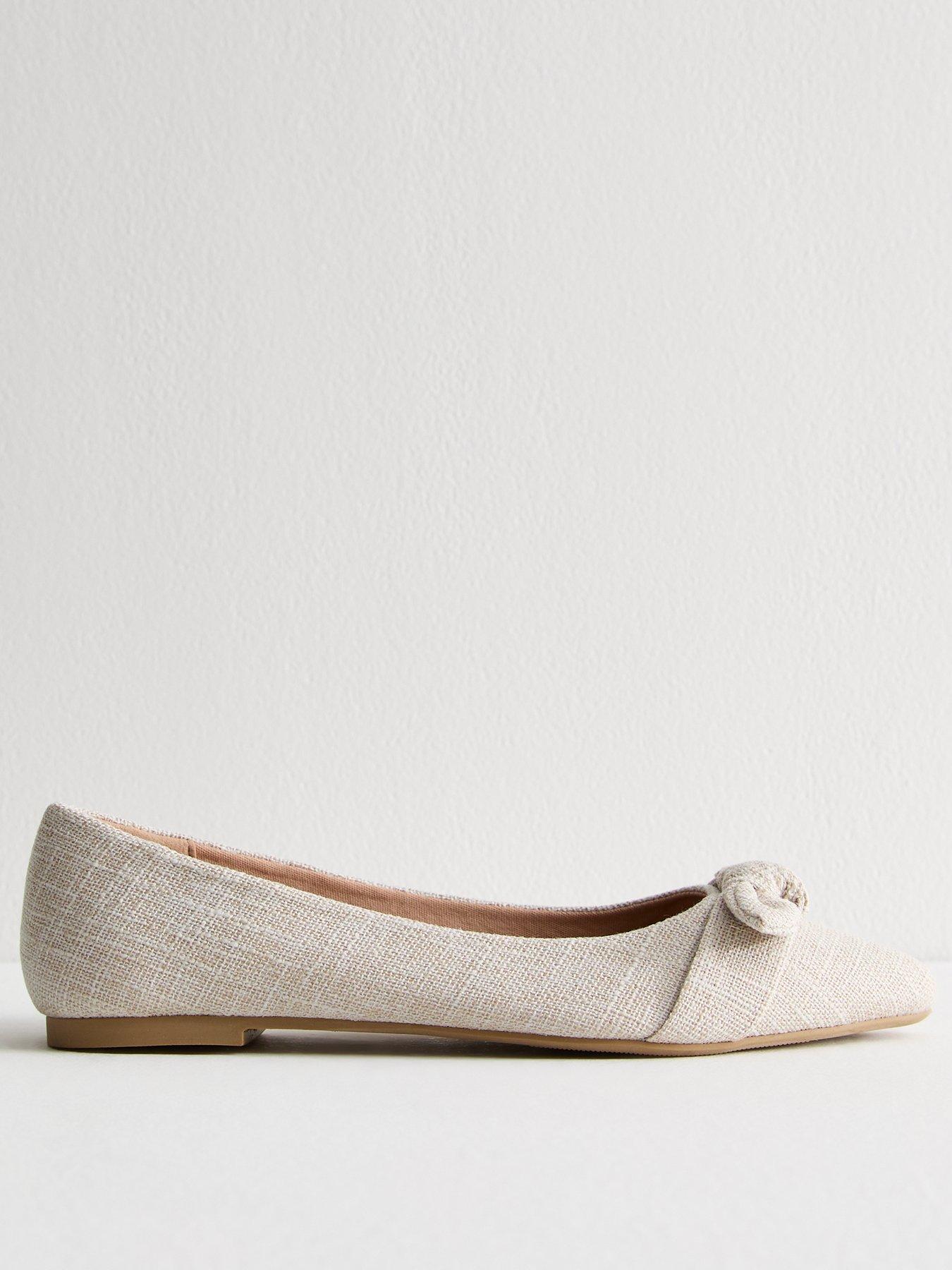 Image 1 of 5 of New Look Wide Fit Cream Linen-look Ballet Pumps