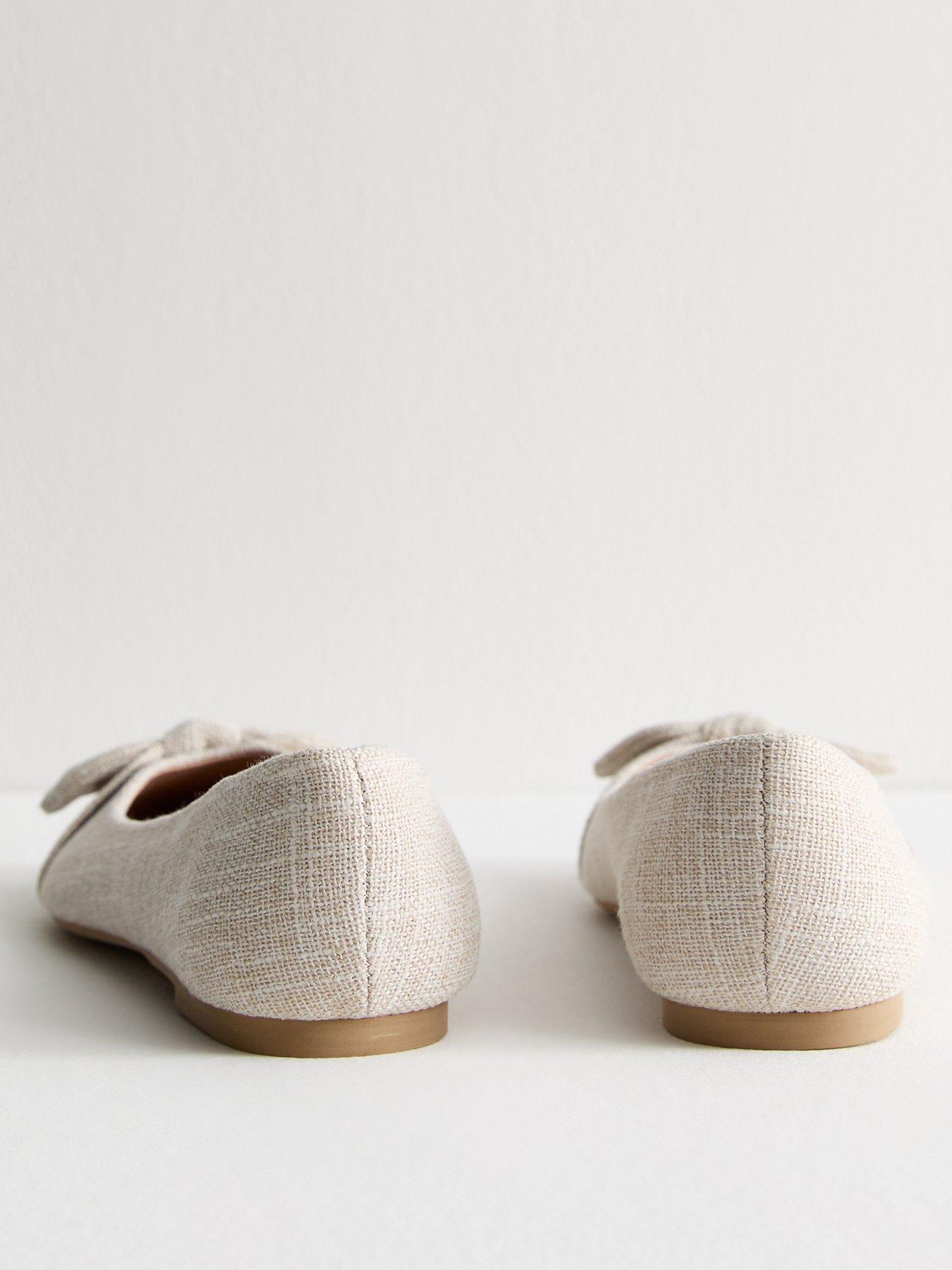 Image 2 of 5 of New Look Wide Fit Cream Linen-look Ballet Pumps