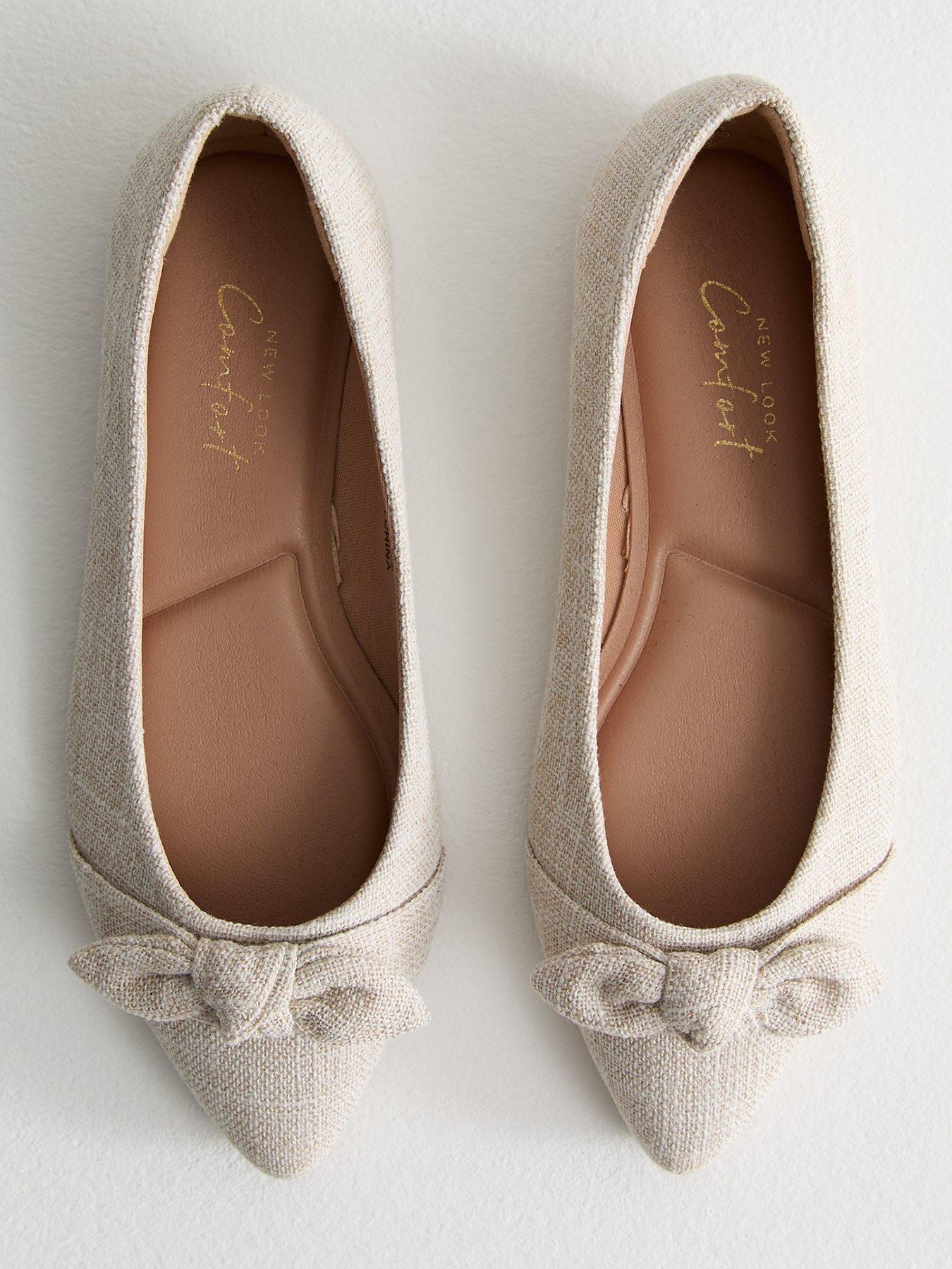 Image 3 of 5 of New Look Wide Fit Cream Linen-look Ballet Pumps