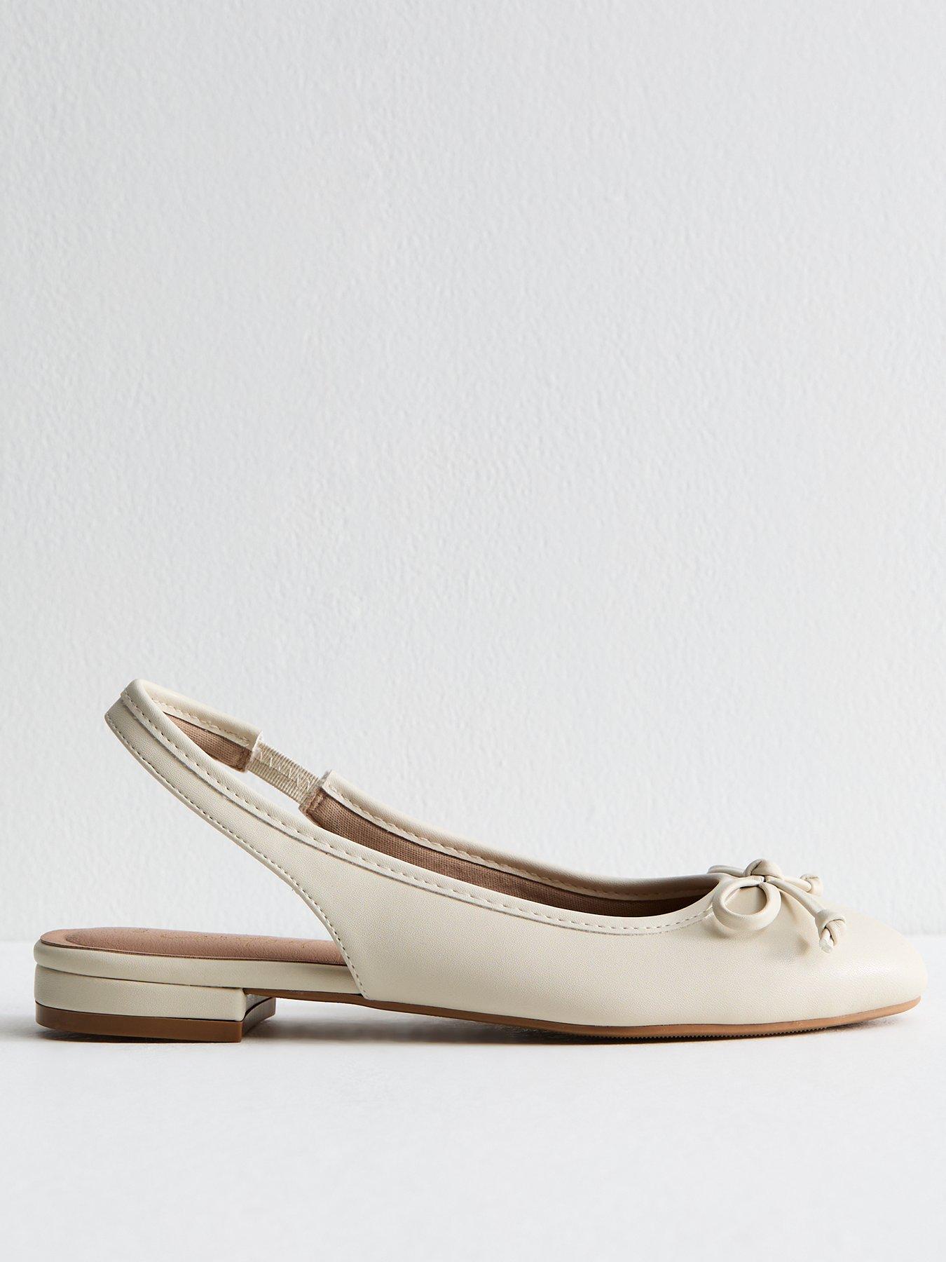 undefined Off White Faux Leather Slingback Flats
