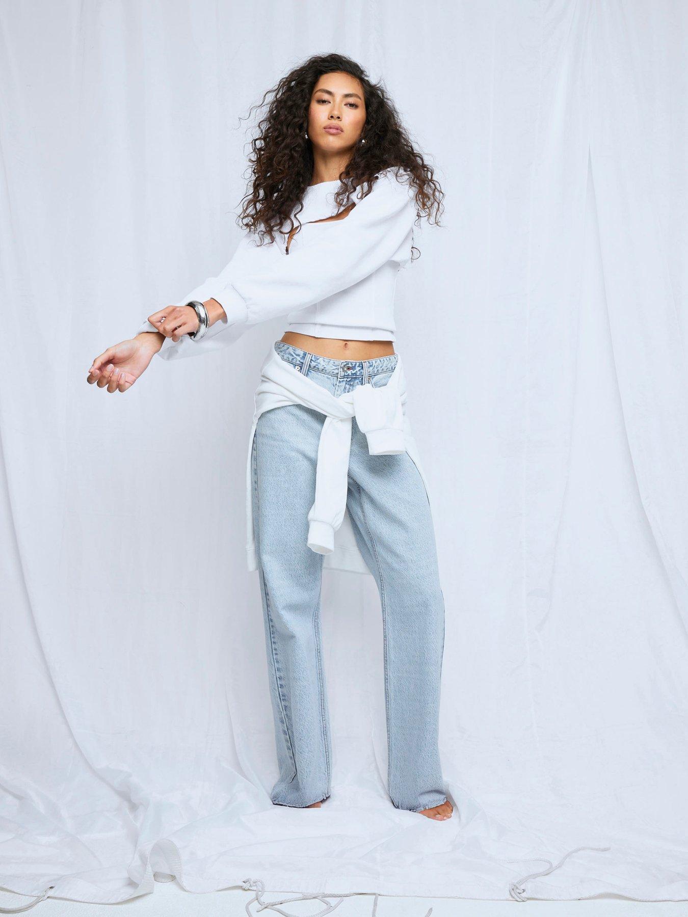 Image 3 of 6 of River Island Relaxed Straight Bieber Jeans - Blue