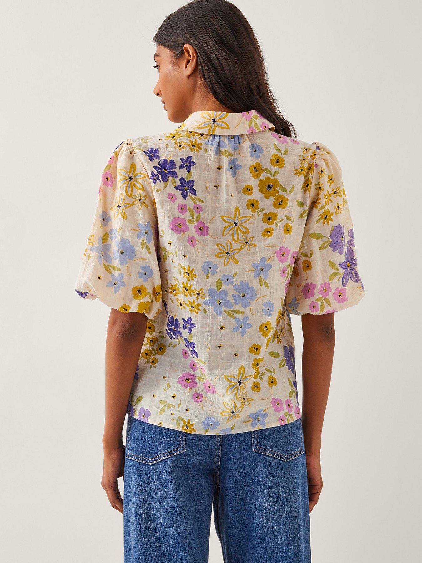 Image 2 of 5 of Monsoon Madeline Floral Shirt - Ivory