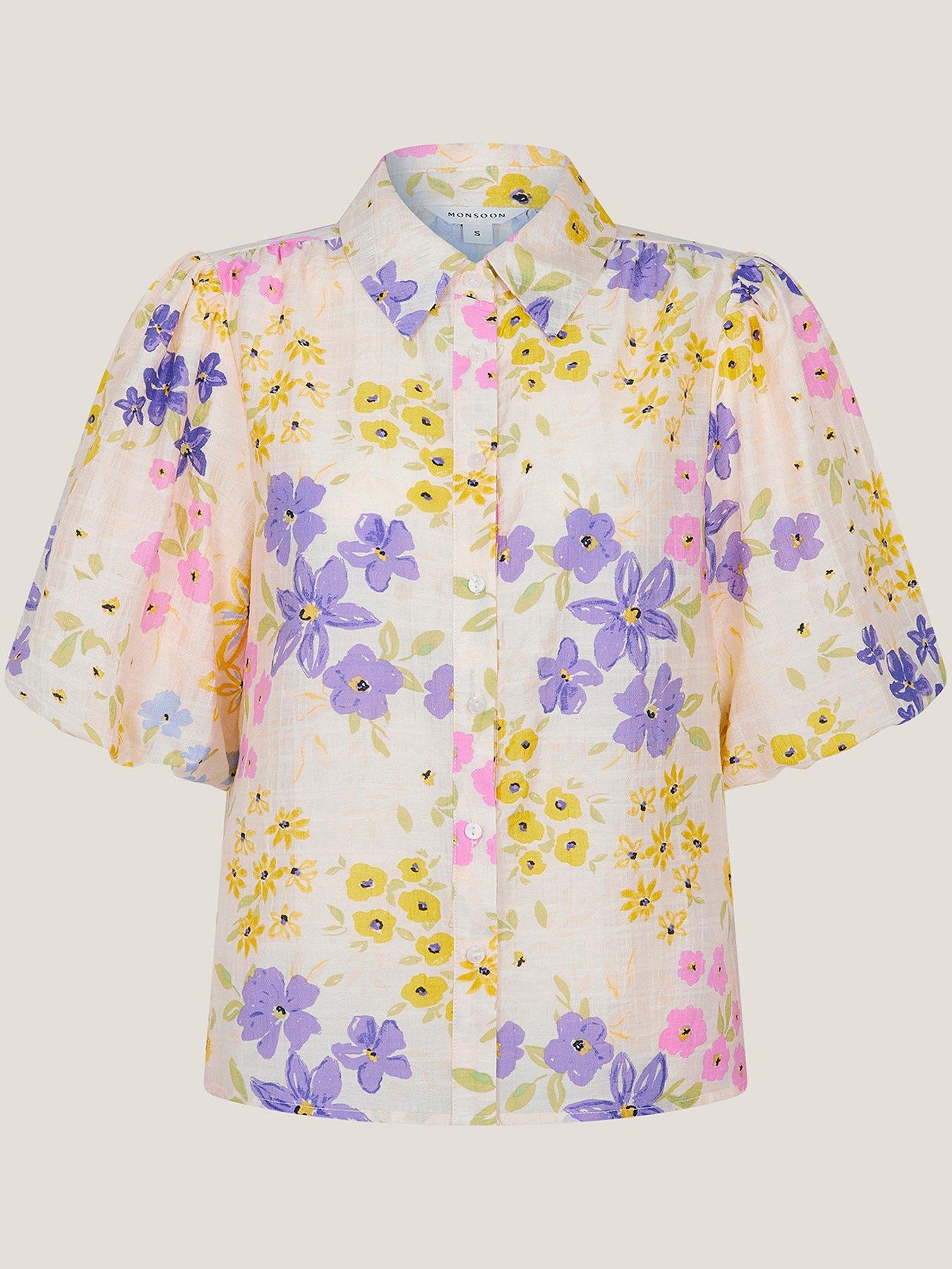 Image 3 of 5 of Monsoon Madeline Floral Shirt - Ivory