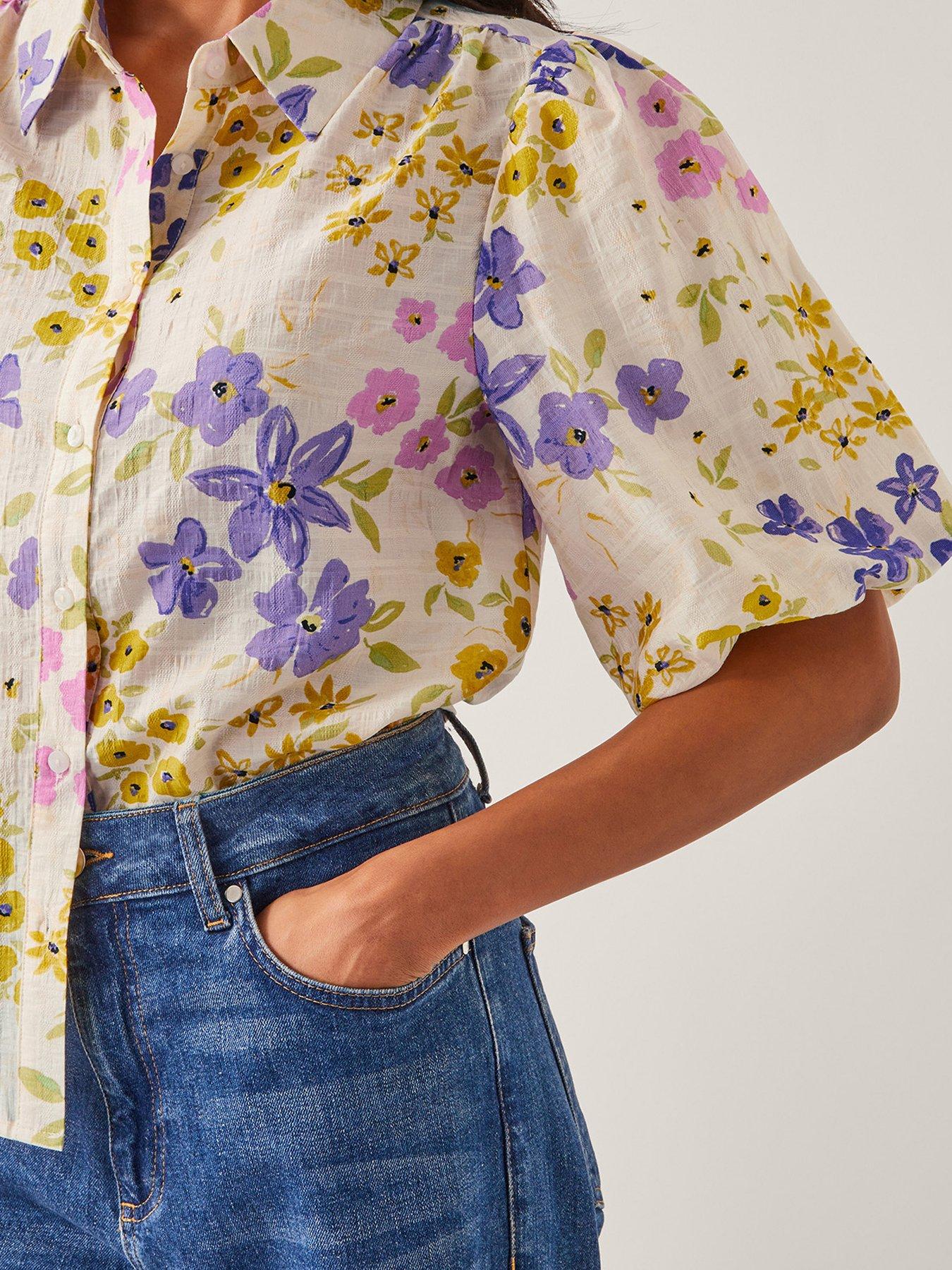 Image 5 of 5 of Monsoon Madeline Floral Shirt - Ivory