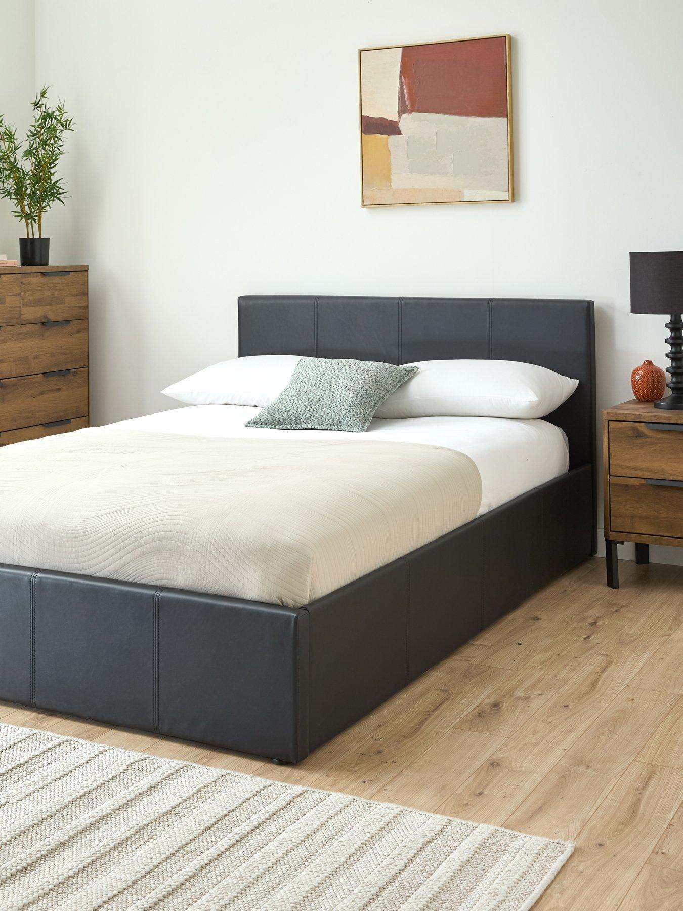 The Very Collection Marston Faux Leather Side Lift Up Storage Ottoman Bed with Mattress Options (Buy and SAVE!) - Black - FSC® Certified