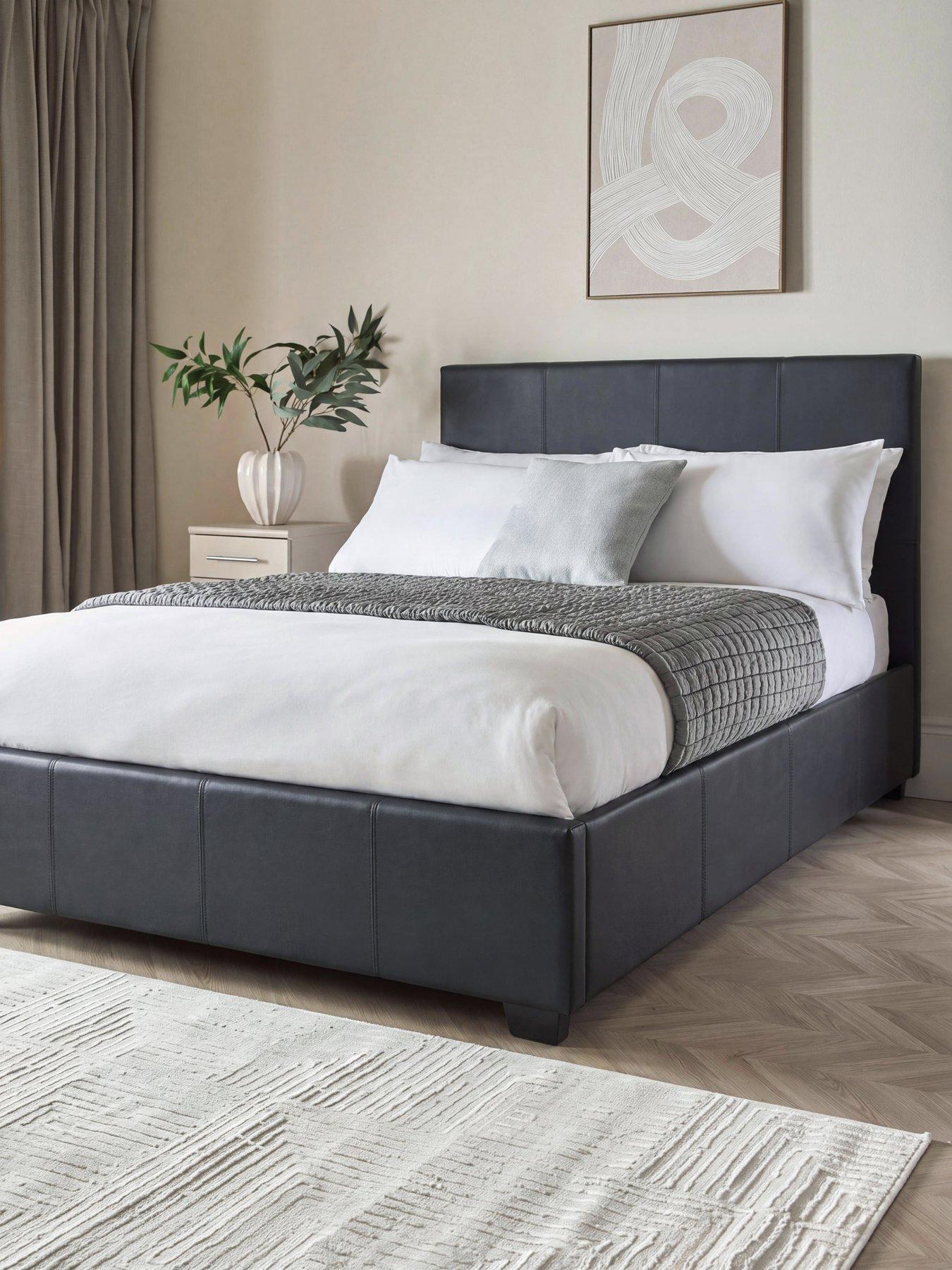 Image 1 of 7 of The Very Collection Marston Faux Leather Side&nbsp;Lift Up Storage Ottoman Bed with Mattress Options (Buy and SAVE!)&nbsp;- Black - FSC&reg; Certified