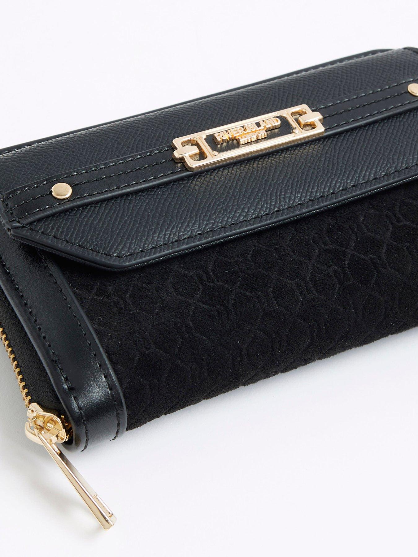 Image 4 of 5 of River Island Embossed Envelope Bag - Black
